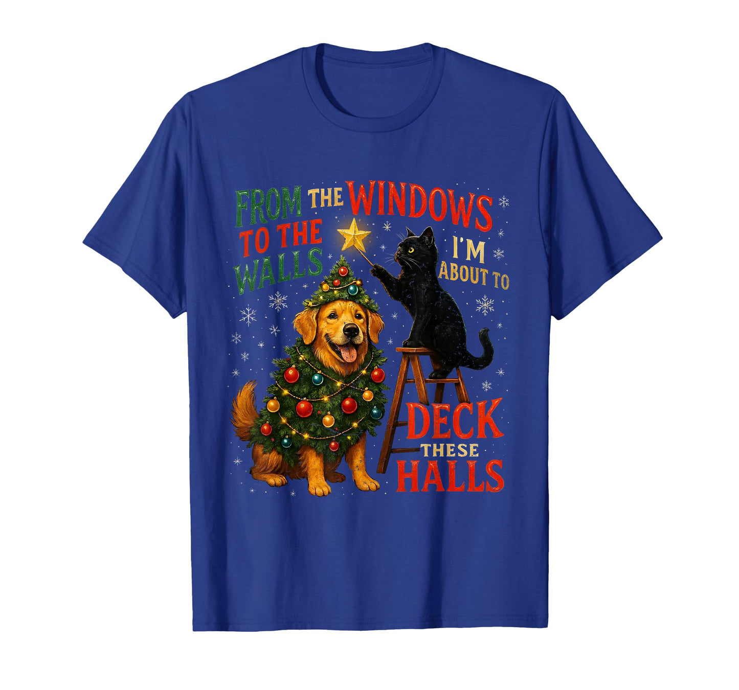 from The Windows to Walls Deck These Halls Pet Xmas T-Shirt