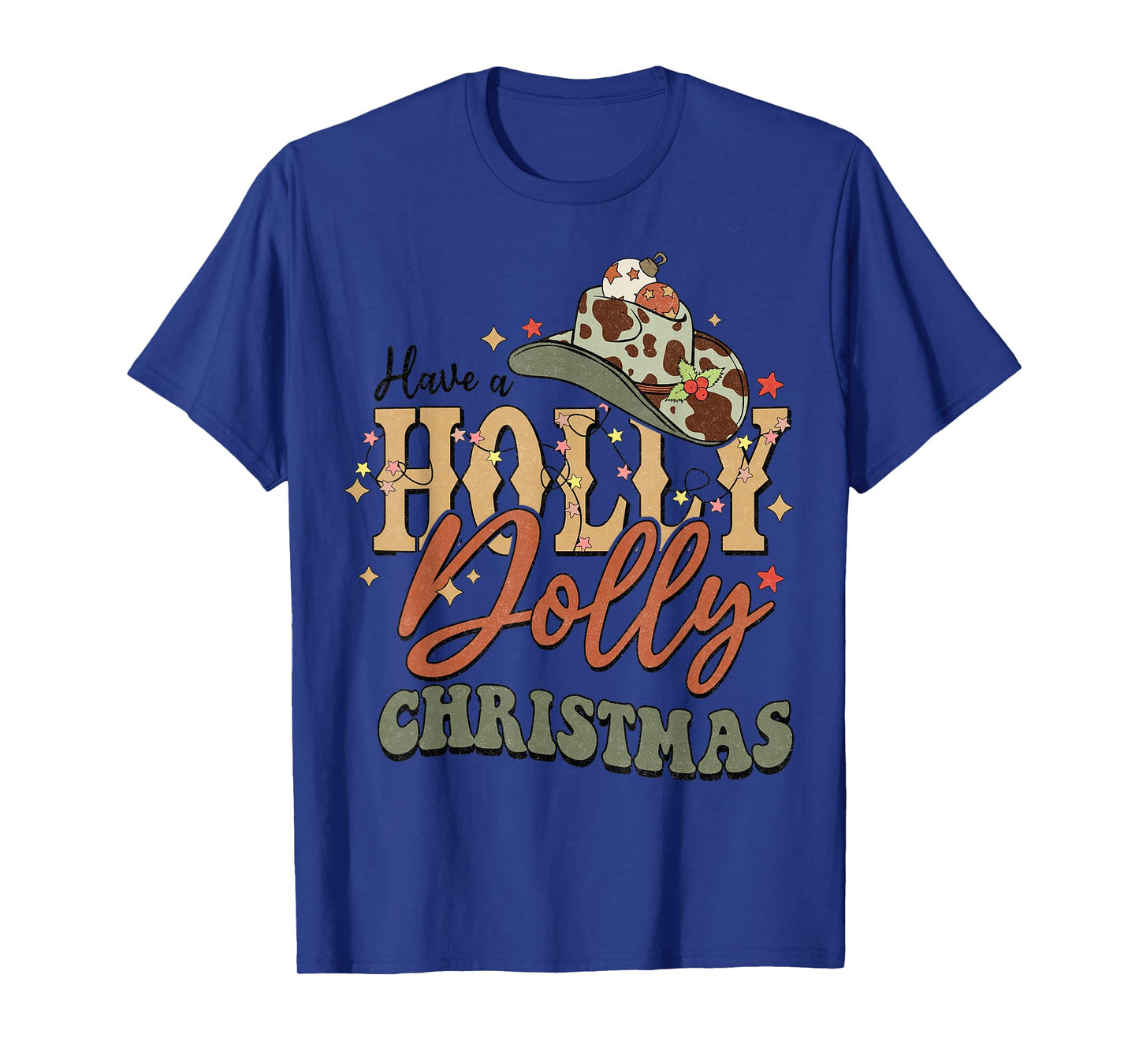 Vintage Western Christmas Howdy Xmas Cowboy Hat Retro Jolly T-Shirt