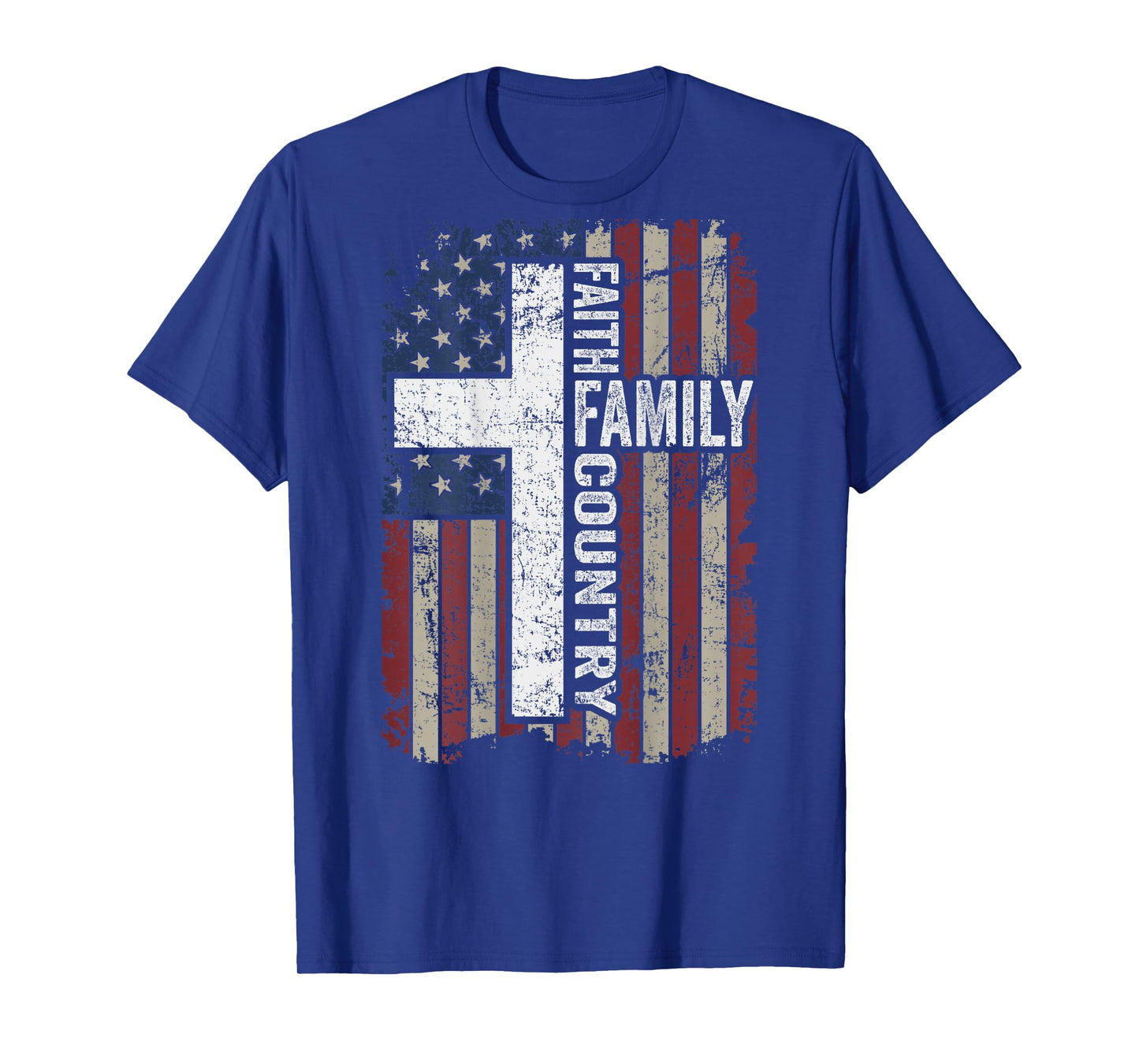 Faith Family Country - Christian Vintage Cross USA - ON BACK T-Shirt