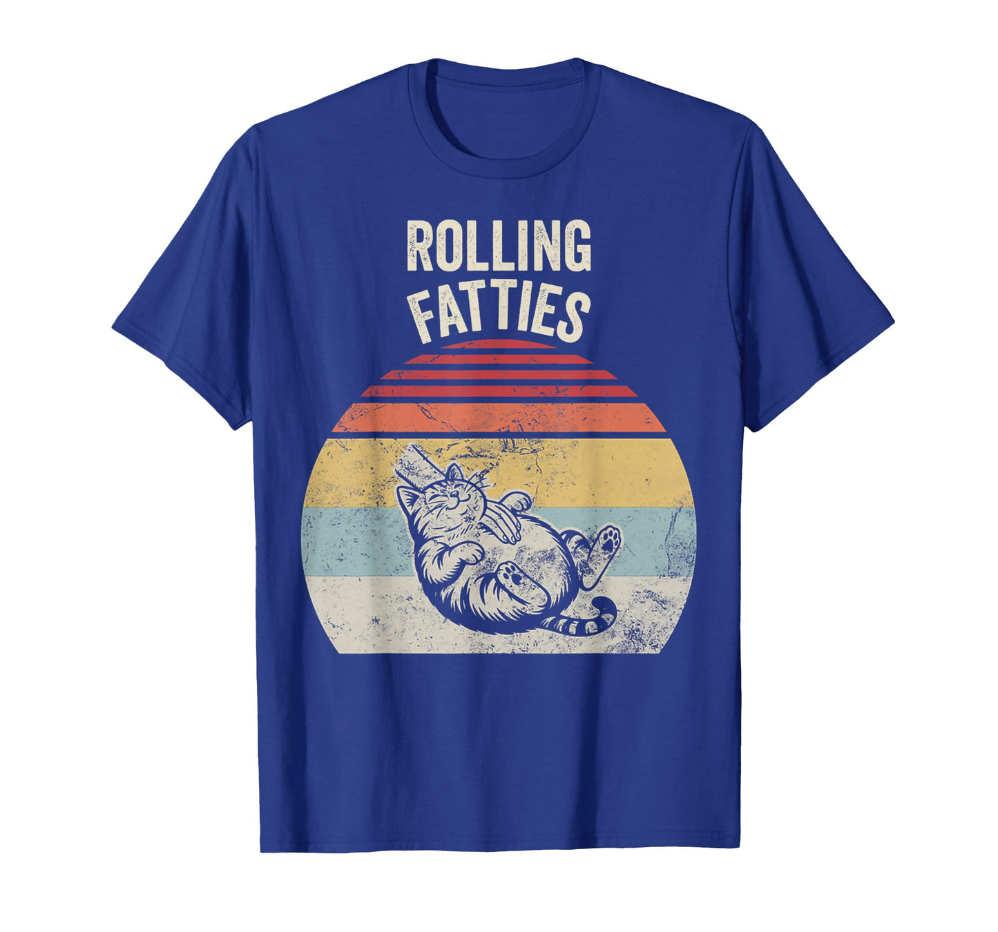 Rolling Fatties with Retro Sunset Cat T-Shirt