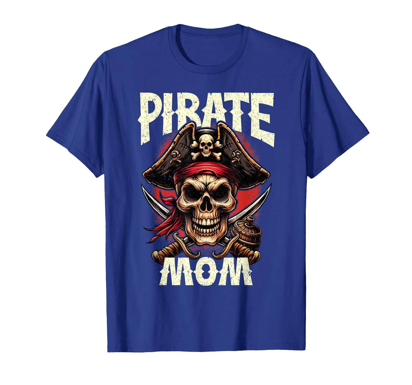 Pirate Mom Skull Jolly Roger Flag Halloween Pirate Family T-Shirt