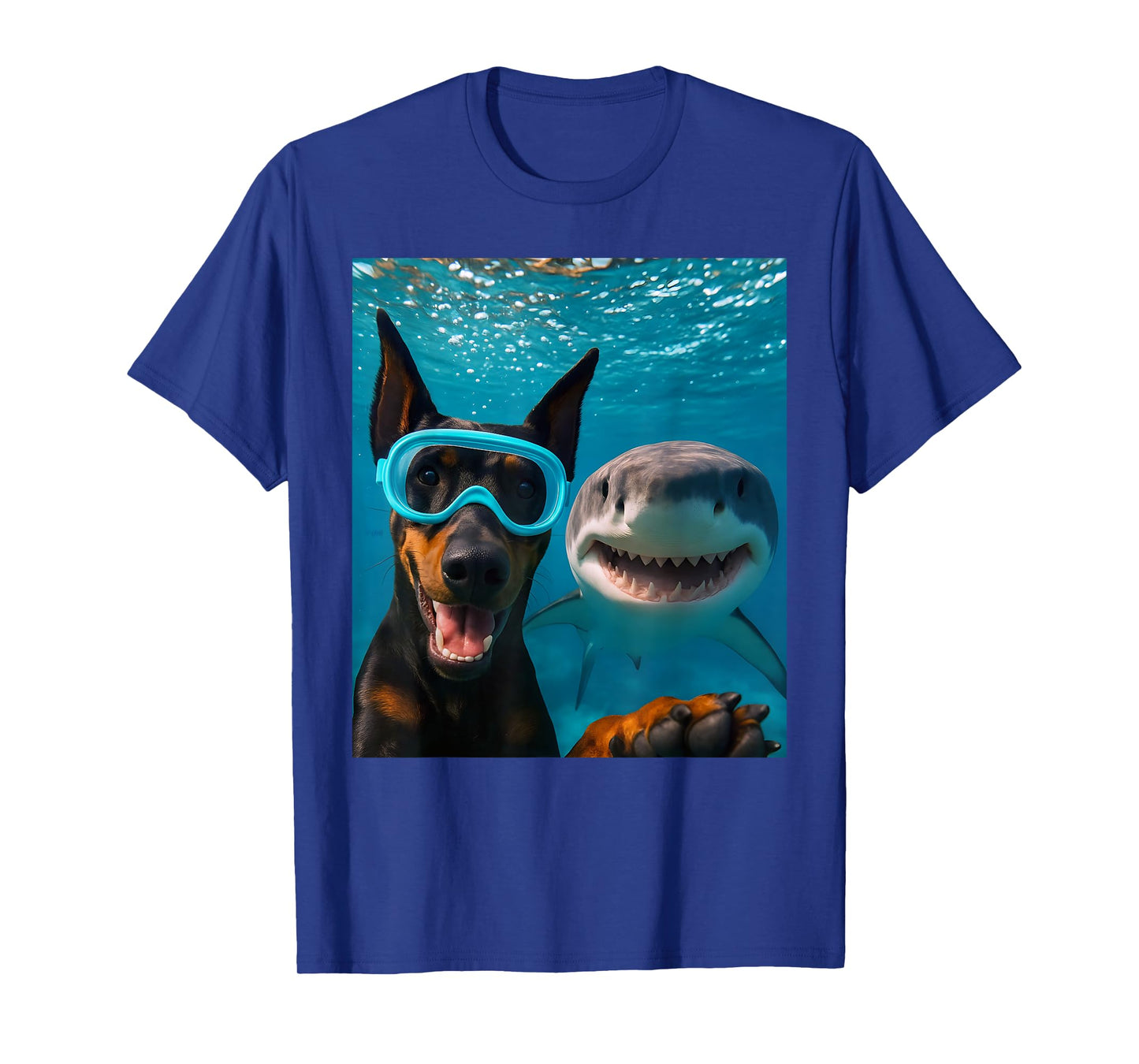 Funny Doberman Pinscher Dog Selfie with Shark Ocean Lovers T-Shirt