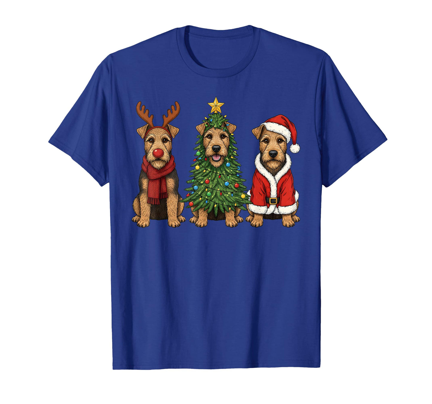 Retro Christmas Welsh Terrier Santa Reindeer Dog Lover T-Shirt