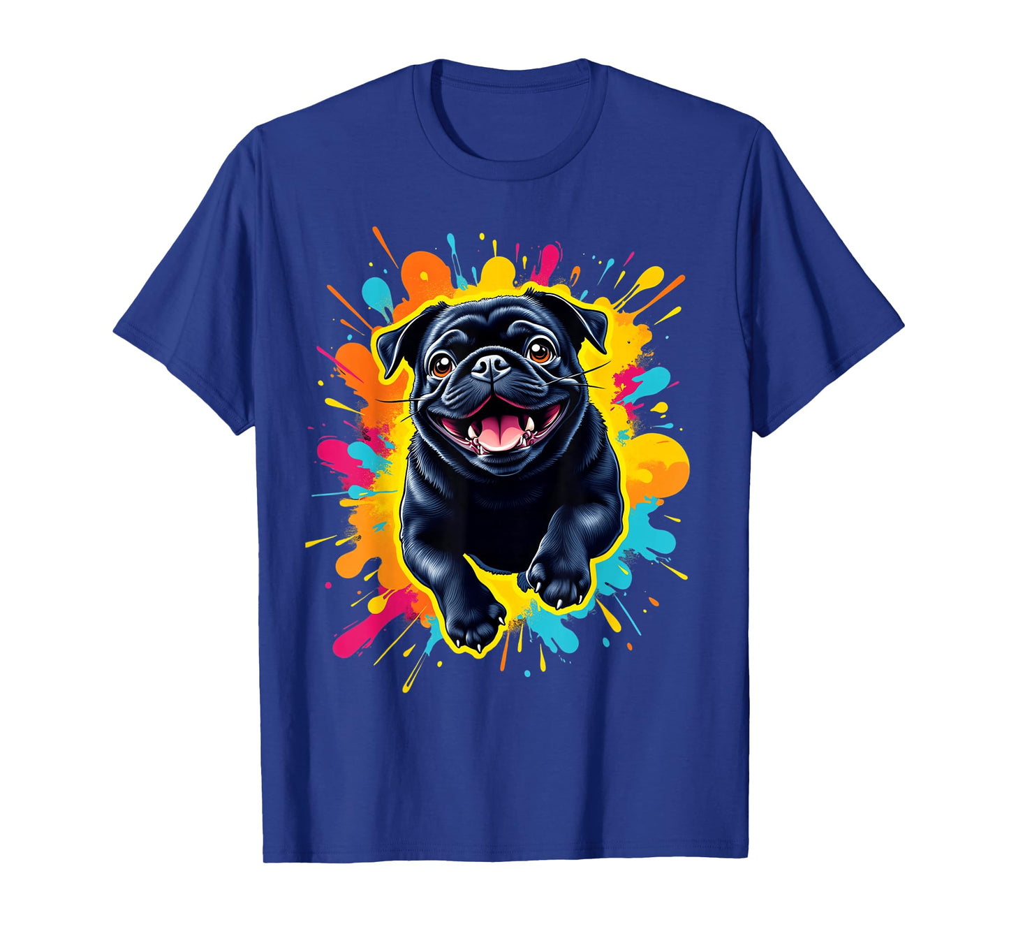 Black Pug Lovers Jumping Design Cute Pop Art Funny Black Pug T-Shirt
