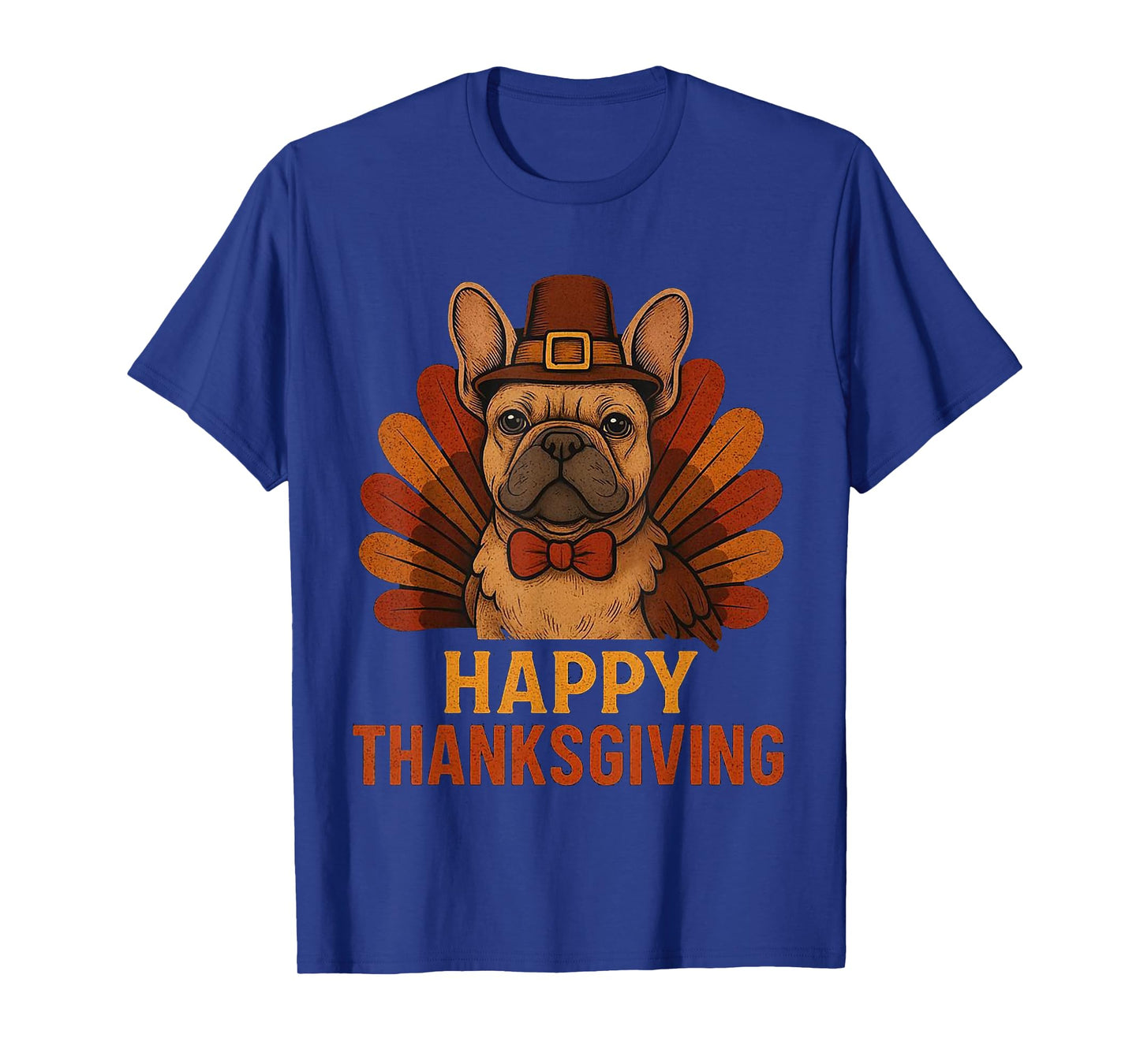 Cute Dog Frenchie Happy Thanksgiving Santa Christmas Xmas T-Shirt