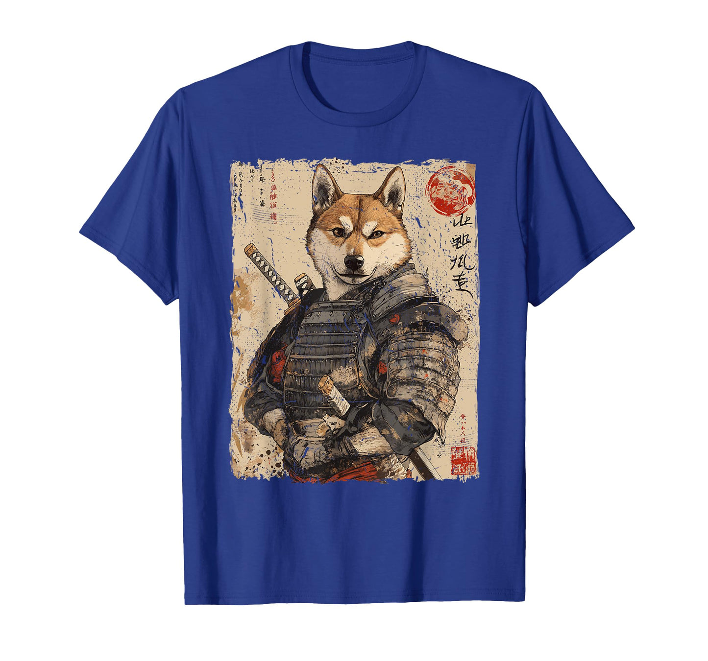Samurai Dog Warrior Japanese Ukiyo-e Artwork Dog Samurai T-Shirt