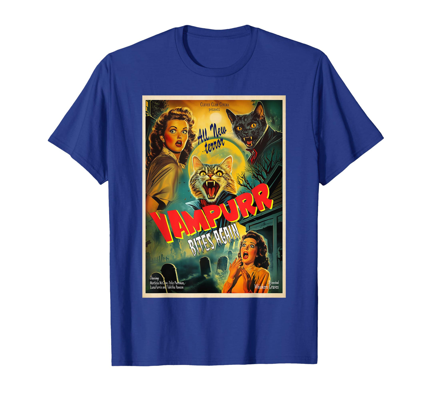 Vampurr bites again Funny Vampire Cat Halloween Vampurr cat Men Women Girls T-Shirt