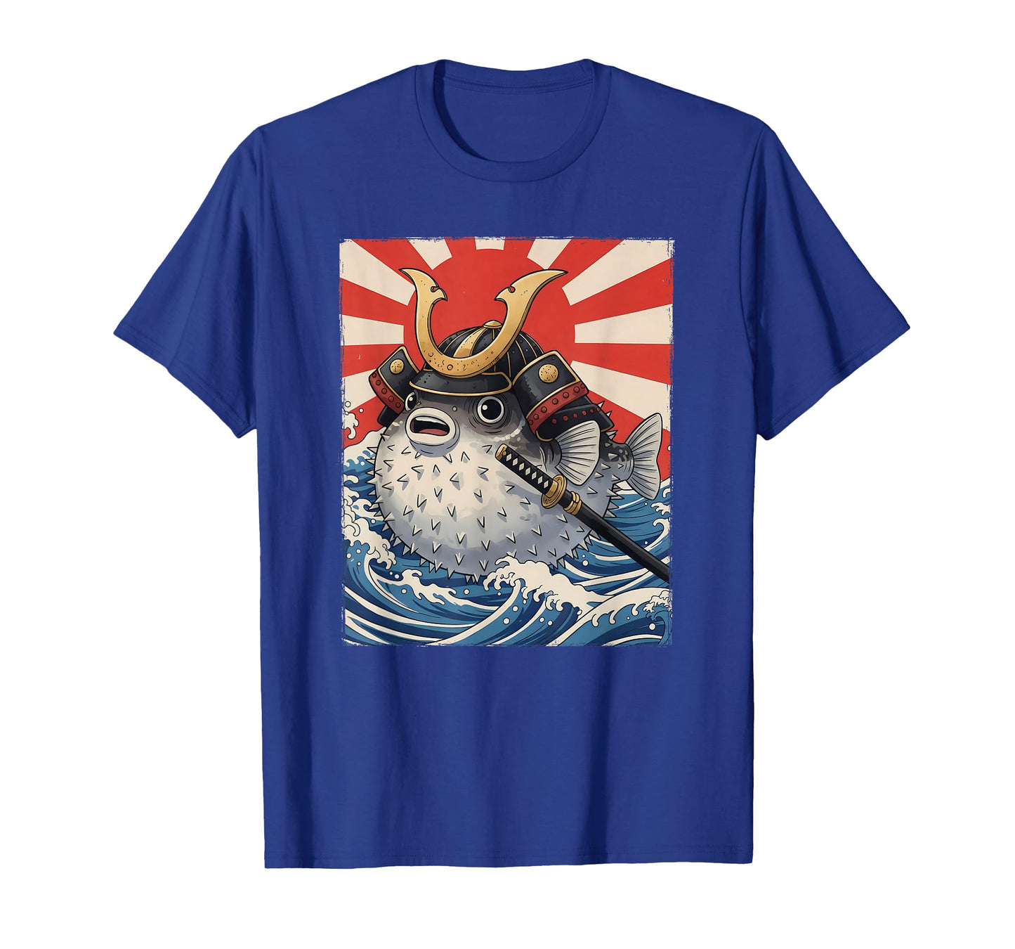 Pufferfish Samurai Japanese Anime Kawaii Wave Off Kanagawa T-Shirt