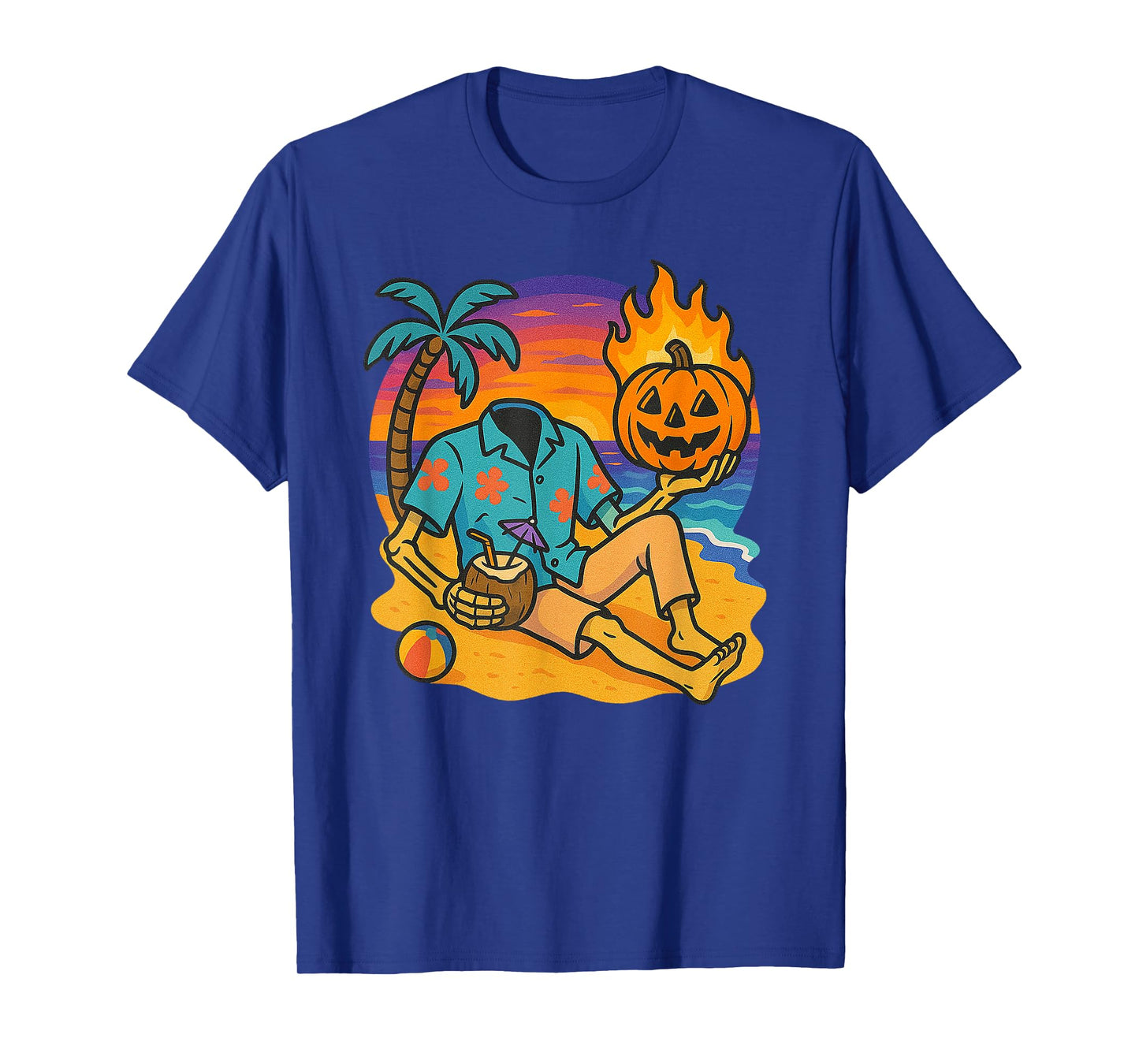 Summerween Headless Horseman on the Beach – Funny Halloween T-Shirt