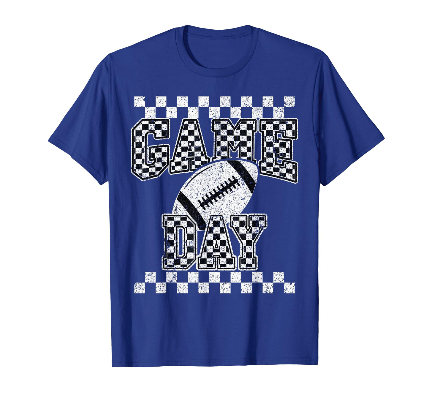 Retro Black White Football Season Checkered Game Day T-Shirt