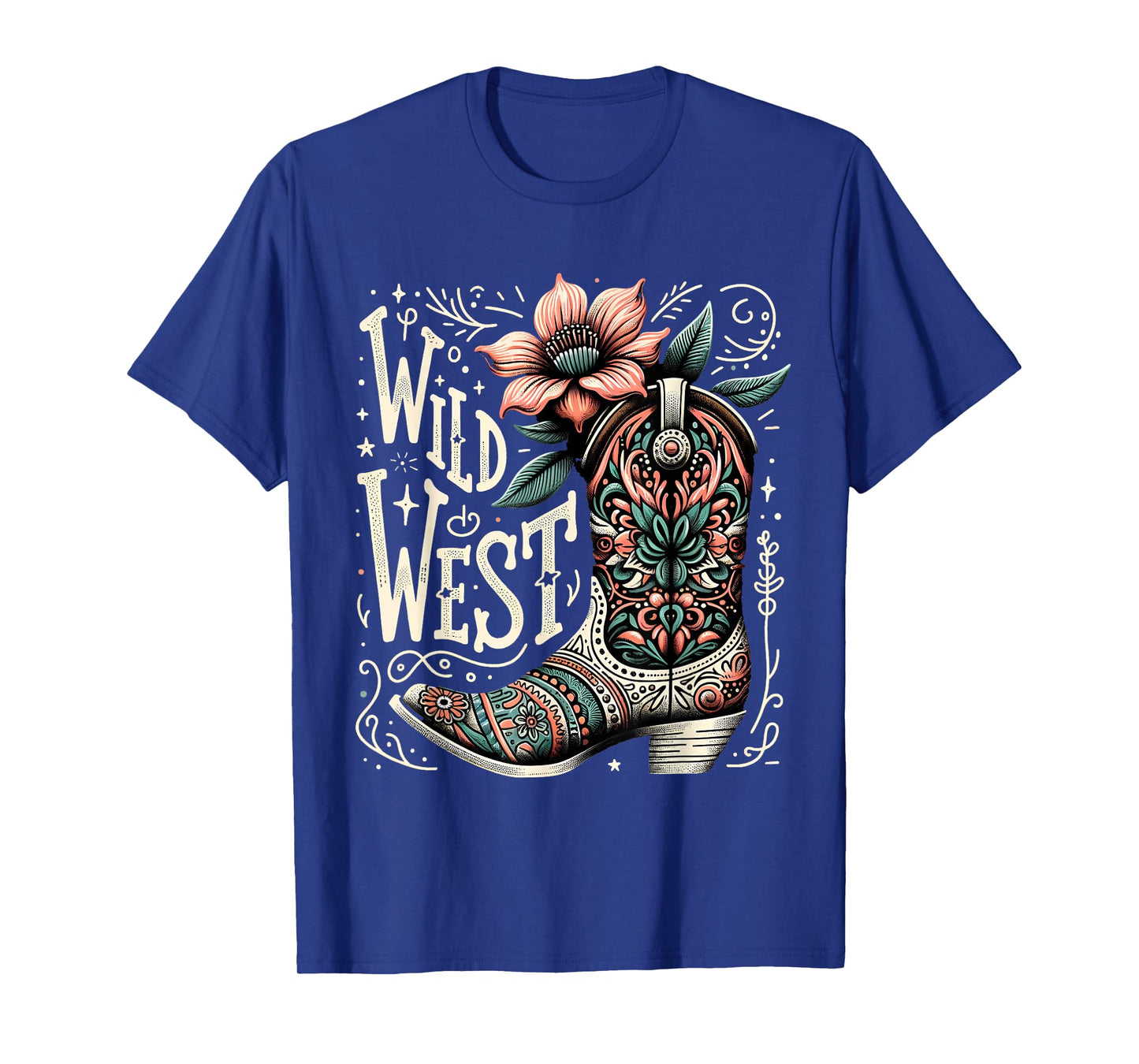 Wild West Country Music Vintage Cowgirl Boot Western Flower T-Shirt
