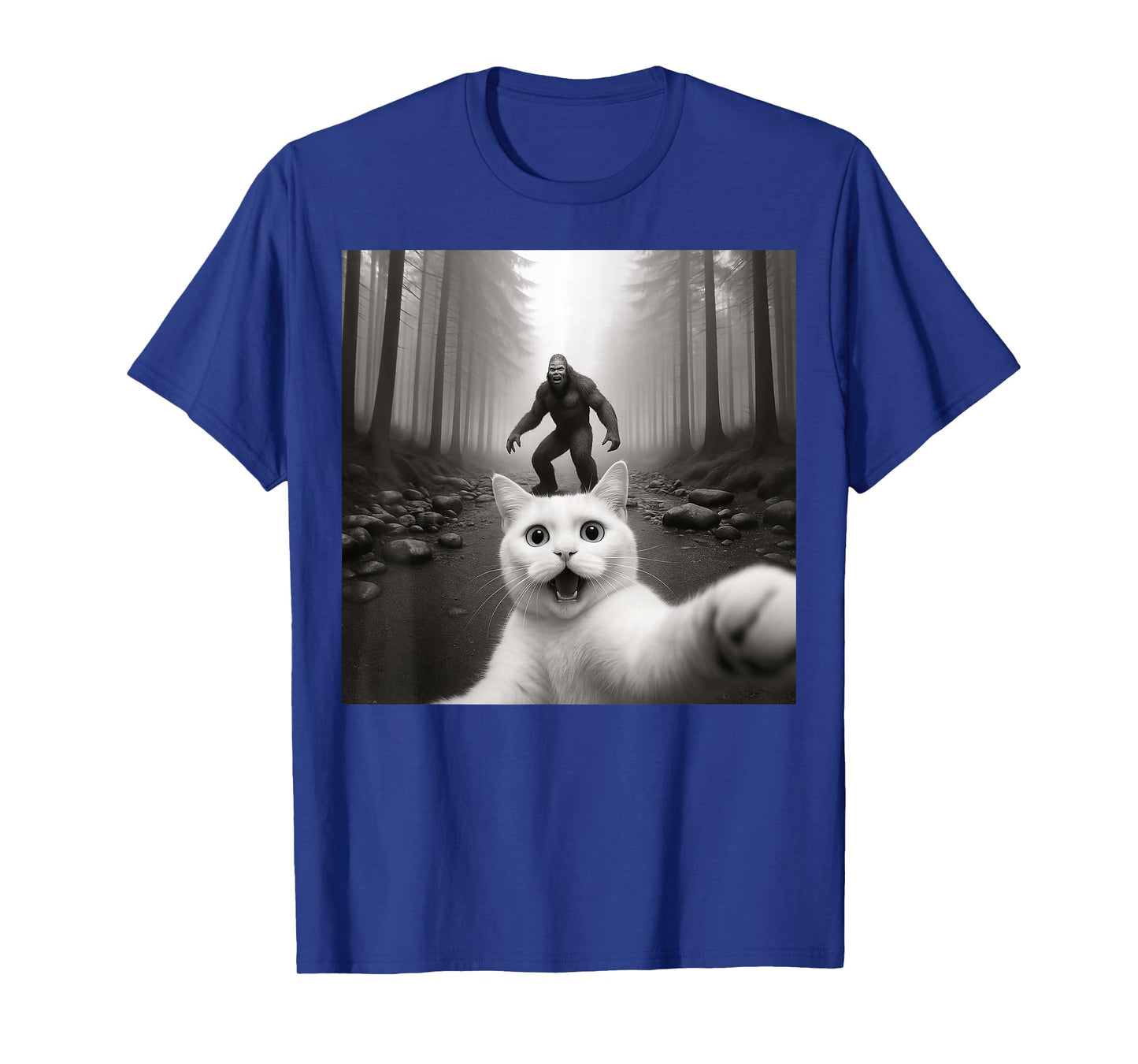 Cat Selfie With Bigfoot Funny Cat Gifts For Men Women Kid T-Shirt