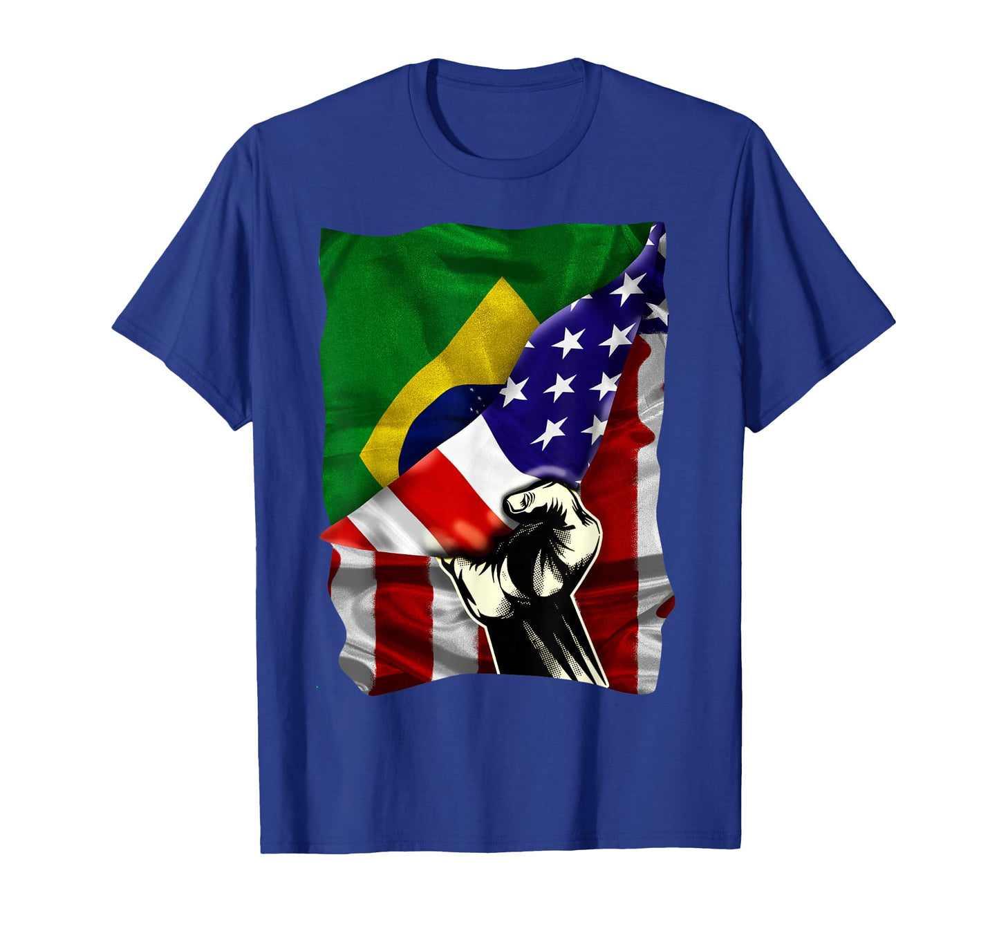 Half American Flag Brazilian ROOTS USA Flag Brazil DNA T-Shirt