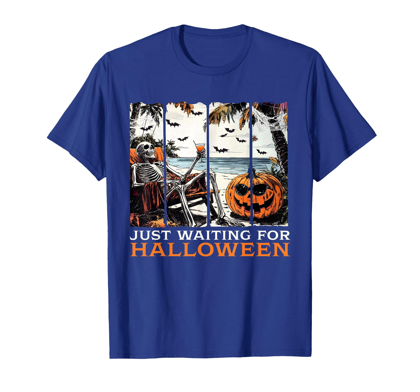 Just Waiting for Halloween Skeleton Summer Halloween T-Shirt
