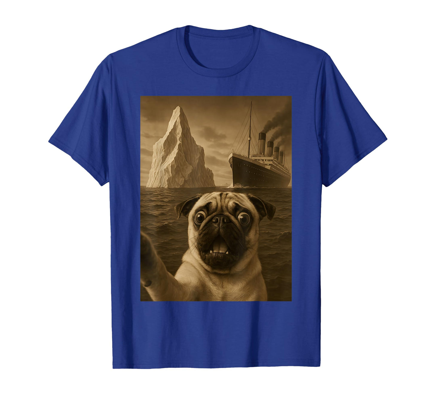 Funny Pug Dog Selfie Titanic T-Shirt