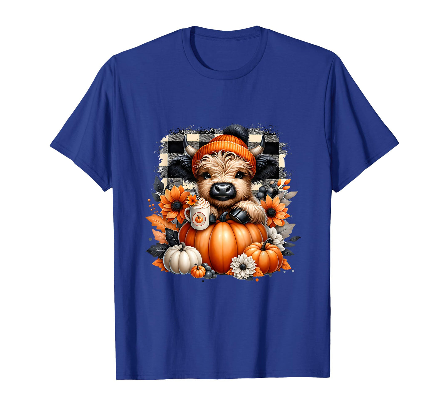 Cute Highland Cow Halloween With Pumpkin Spooky Season Funny T-Shirt