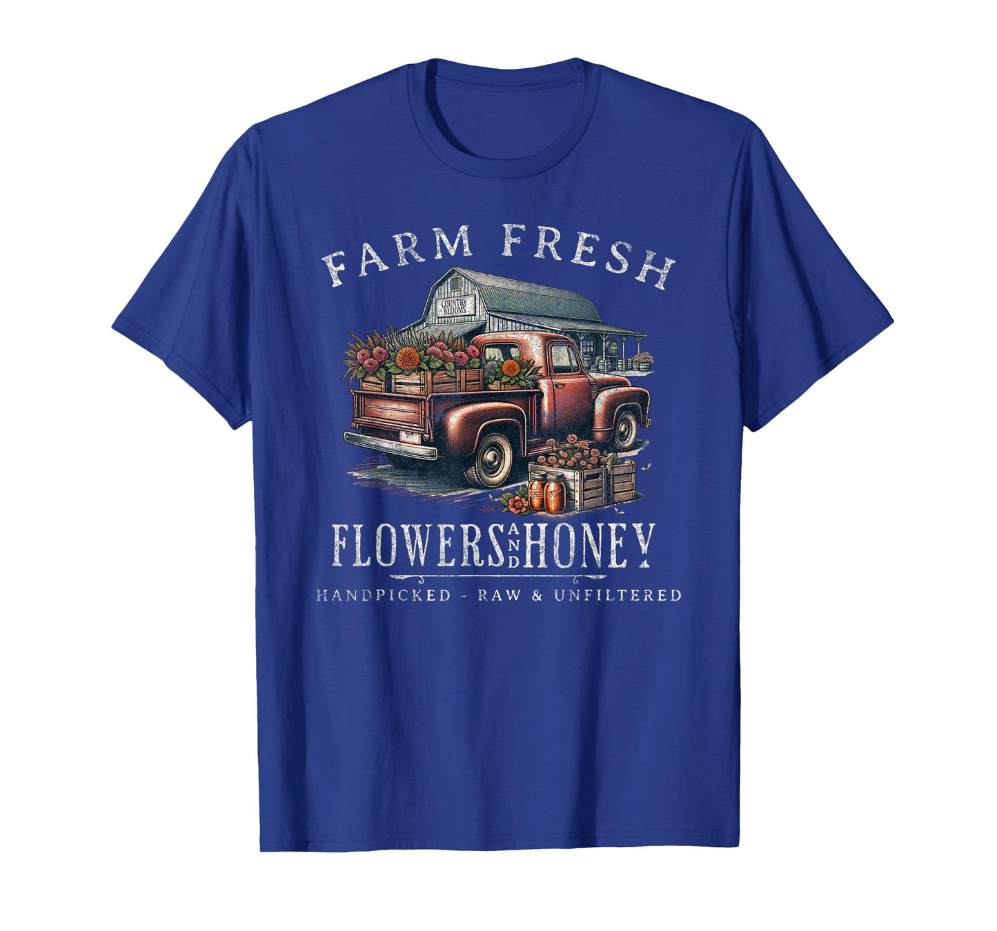 Farm Fresh Flowers Pickup Truck Farmhouse Vintage Rustic T-Shirt
