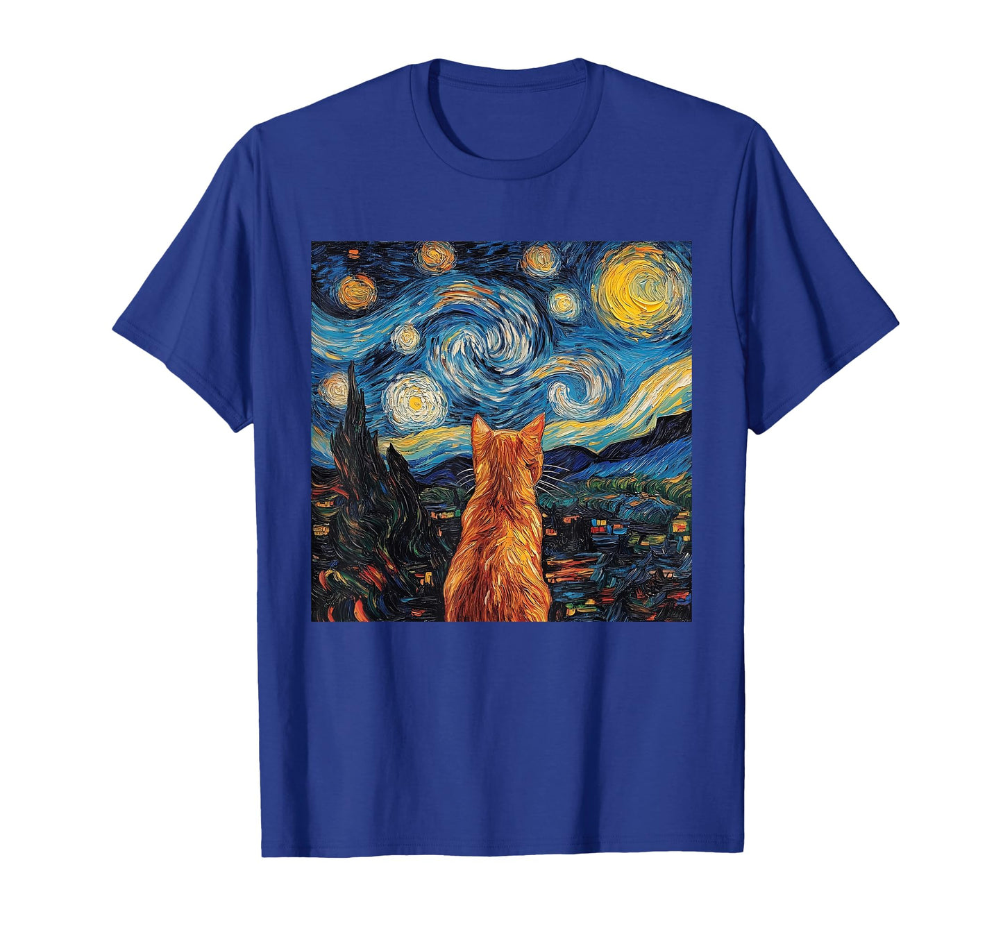 Cat Starry Night Van Gogh Cat For Cat Lover Cat Mom Cat Dad T-Shirt for Men Women