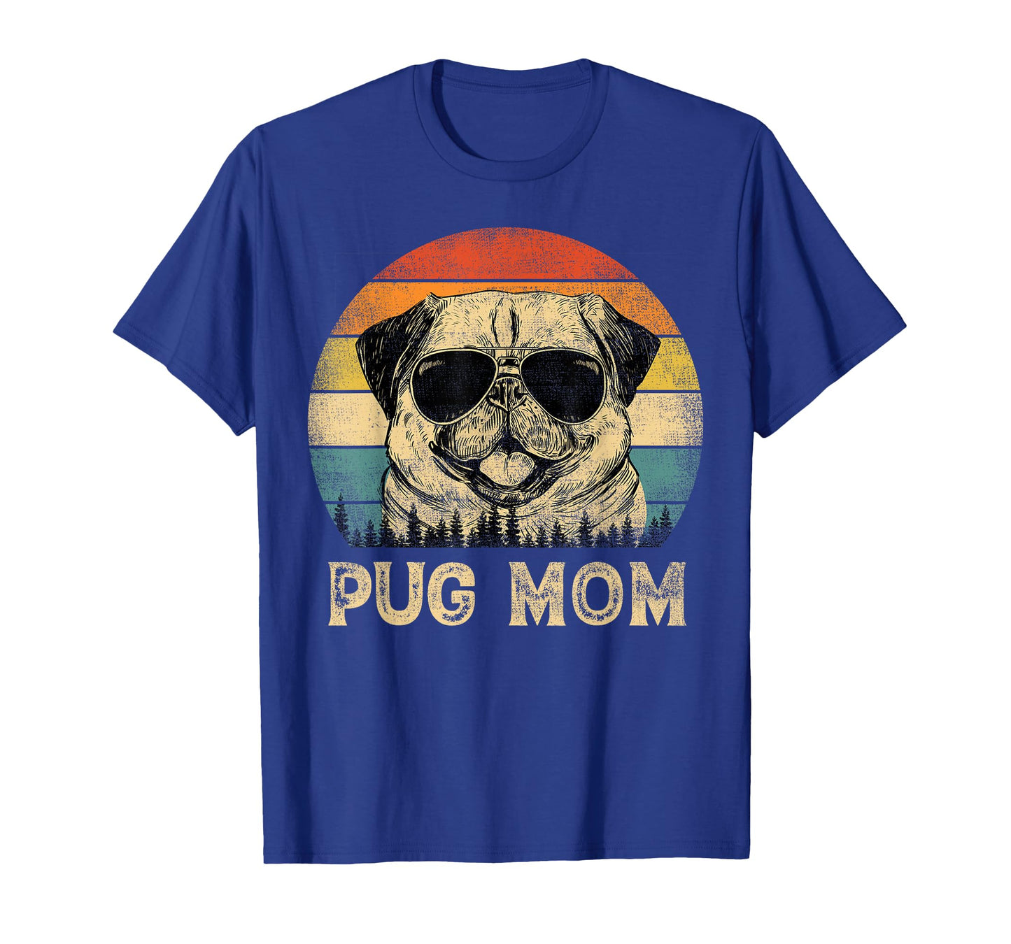 Vintage Pug Mom Dog Lovers Mother's Day Men Women T-Shirt