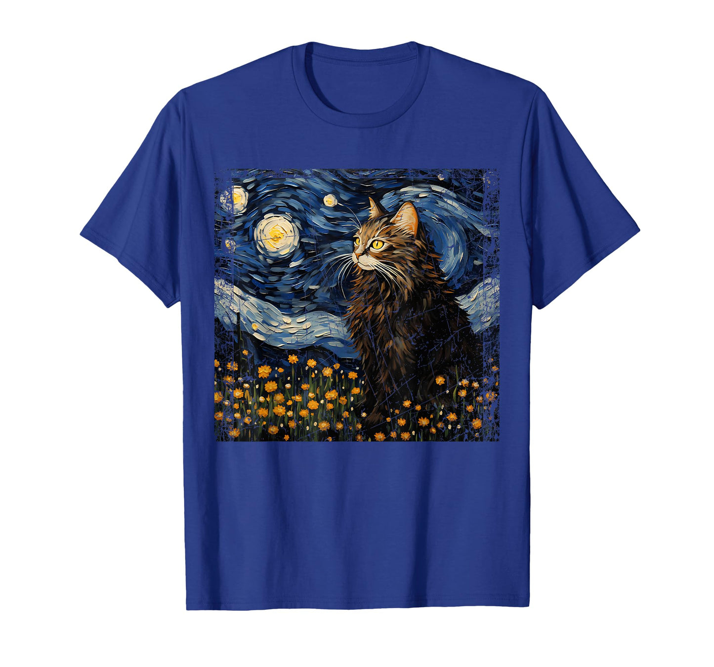 Starry Night Norwegian Forest For Cat Mom Cat Dad Funny Cat T-Shirt for Men Women Kids