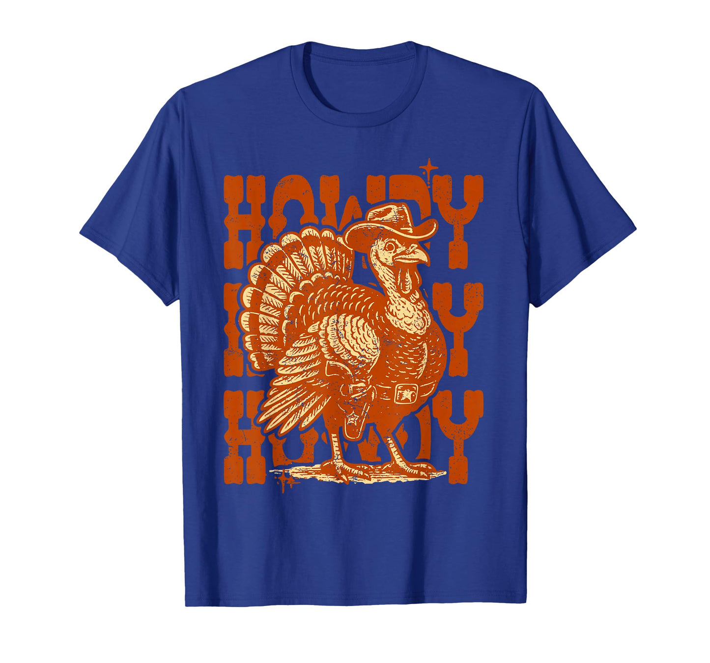 Retro Howdy Thanksgiving Turkey Western Cowboy Fall Vibes T-Shirt