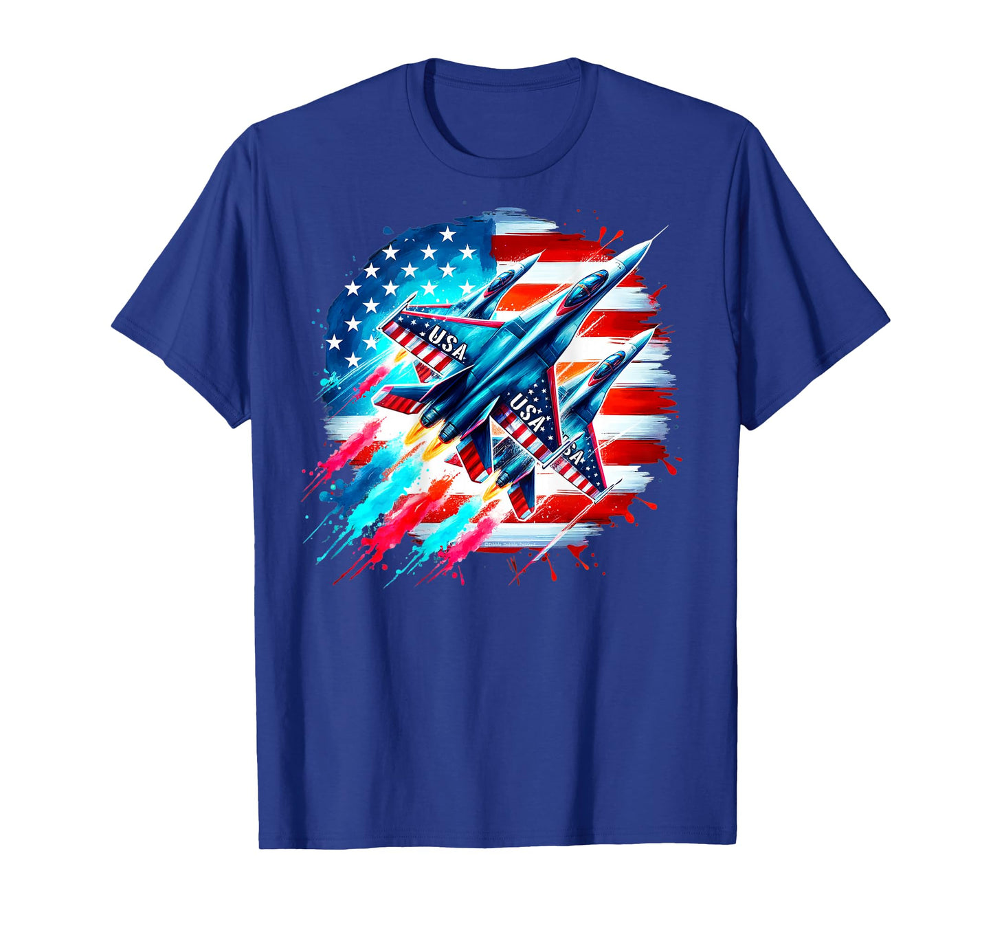 On Back Patriotic USA Jets American Flag America 4th of July T-Shirt