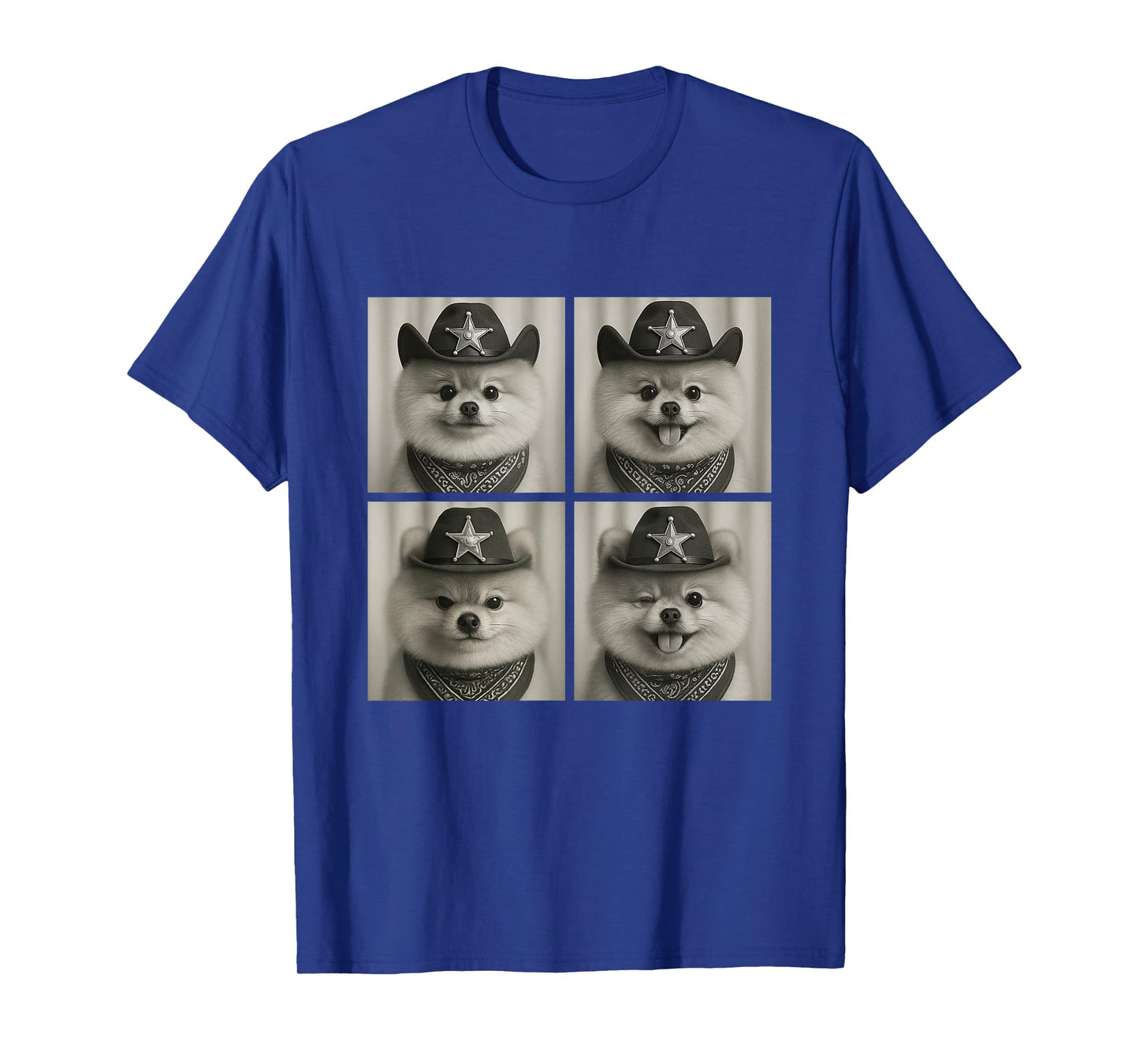 Cute Pomeranian Funny Cowboy Dogs Western Animals Retro T-Shirt