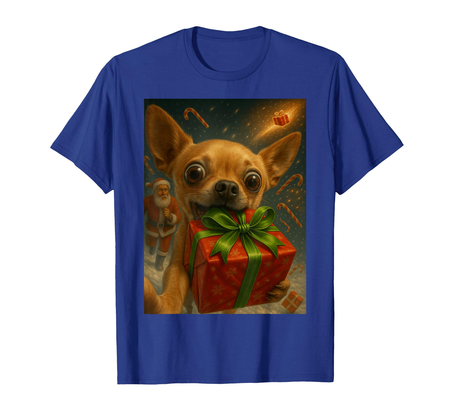 Chihuahua T Shirt - Funny Christmas Chi with Santa T-Shirt