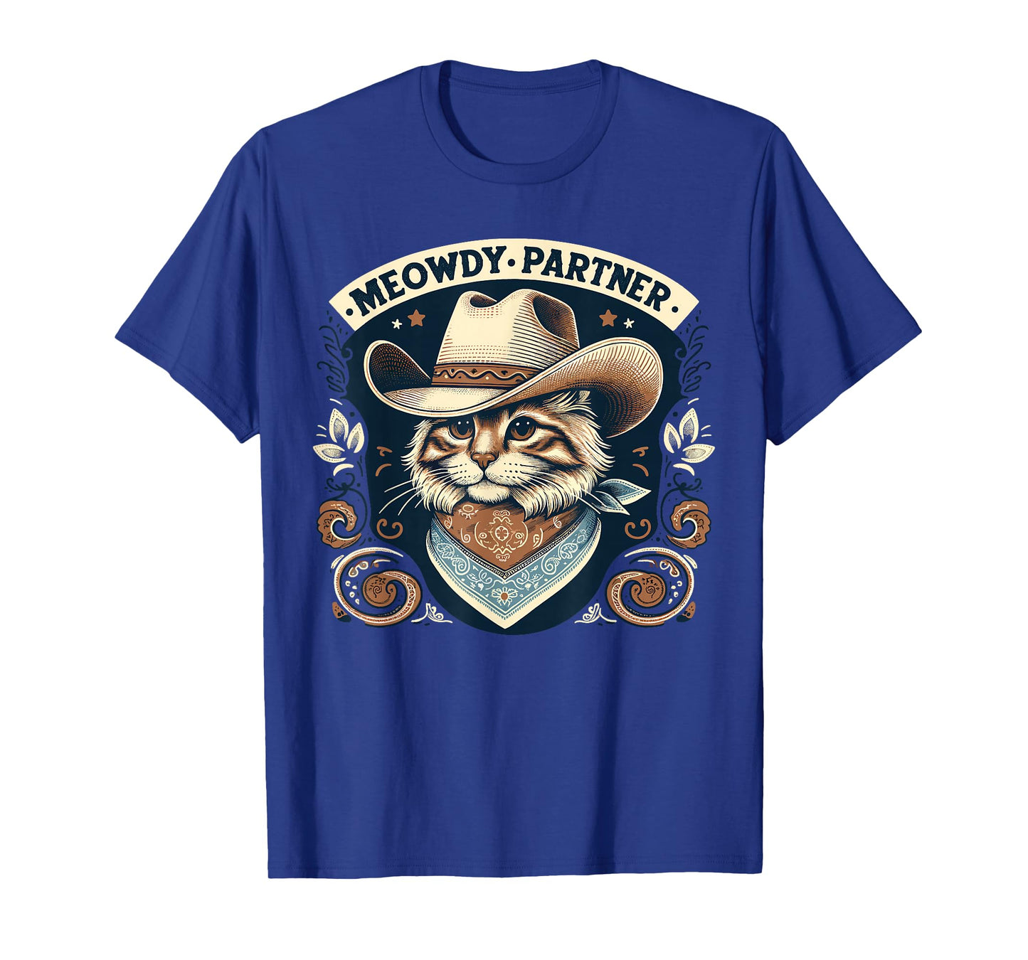 Meowdy Partner Cat Cowboy Hat Howdy Funny Country Western T-Shirt