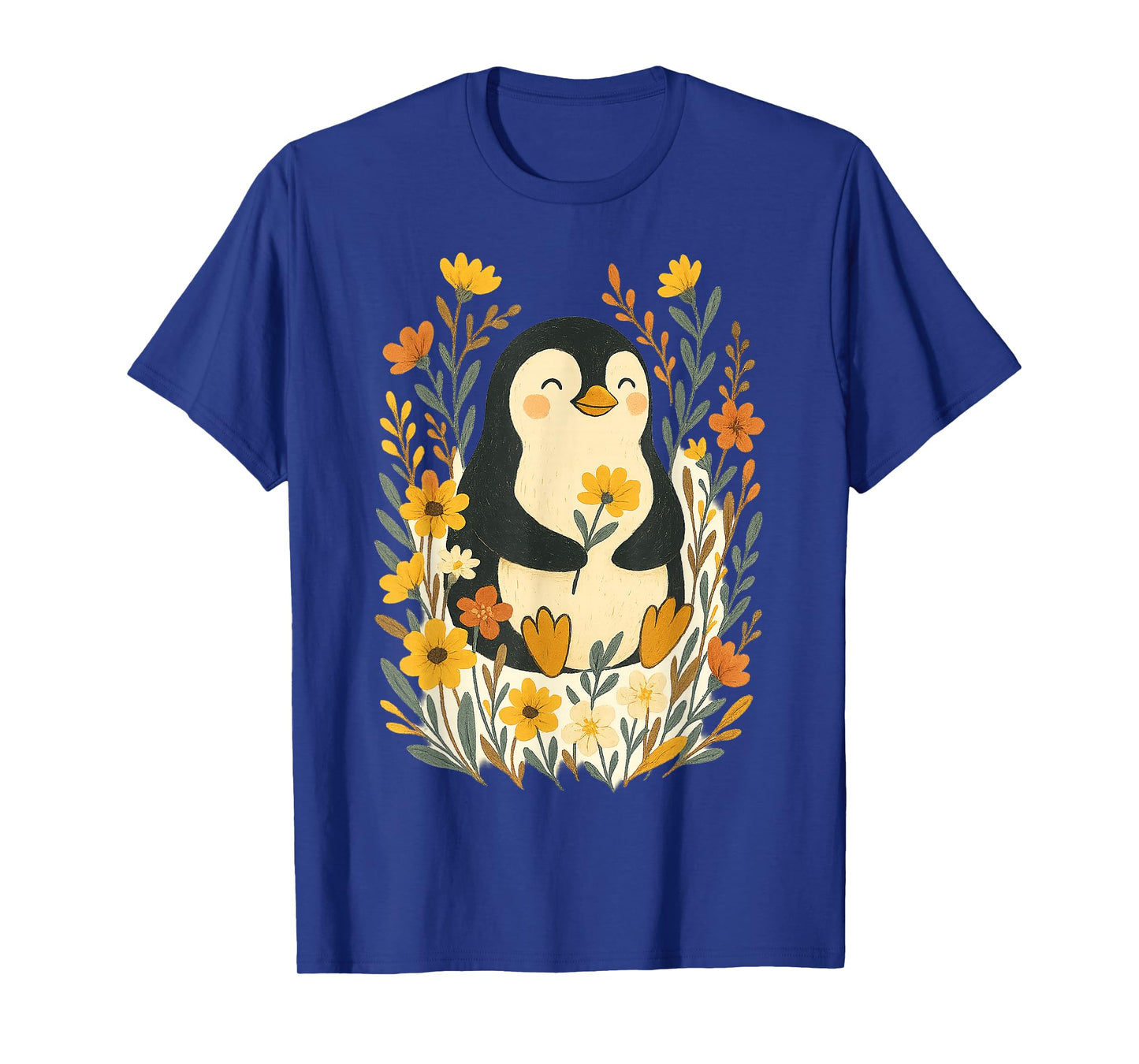 Cute Penguin Flowers Artwork T-Shirt