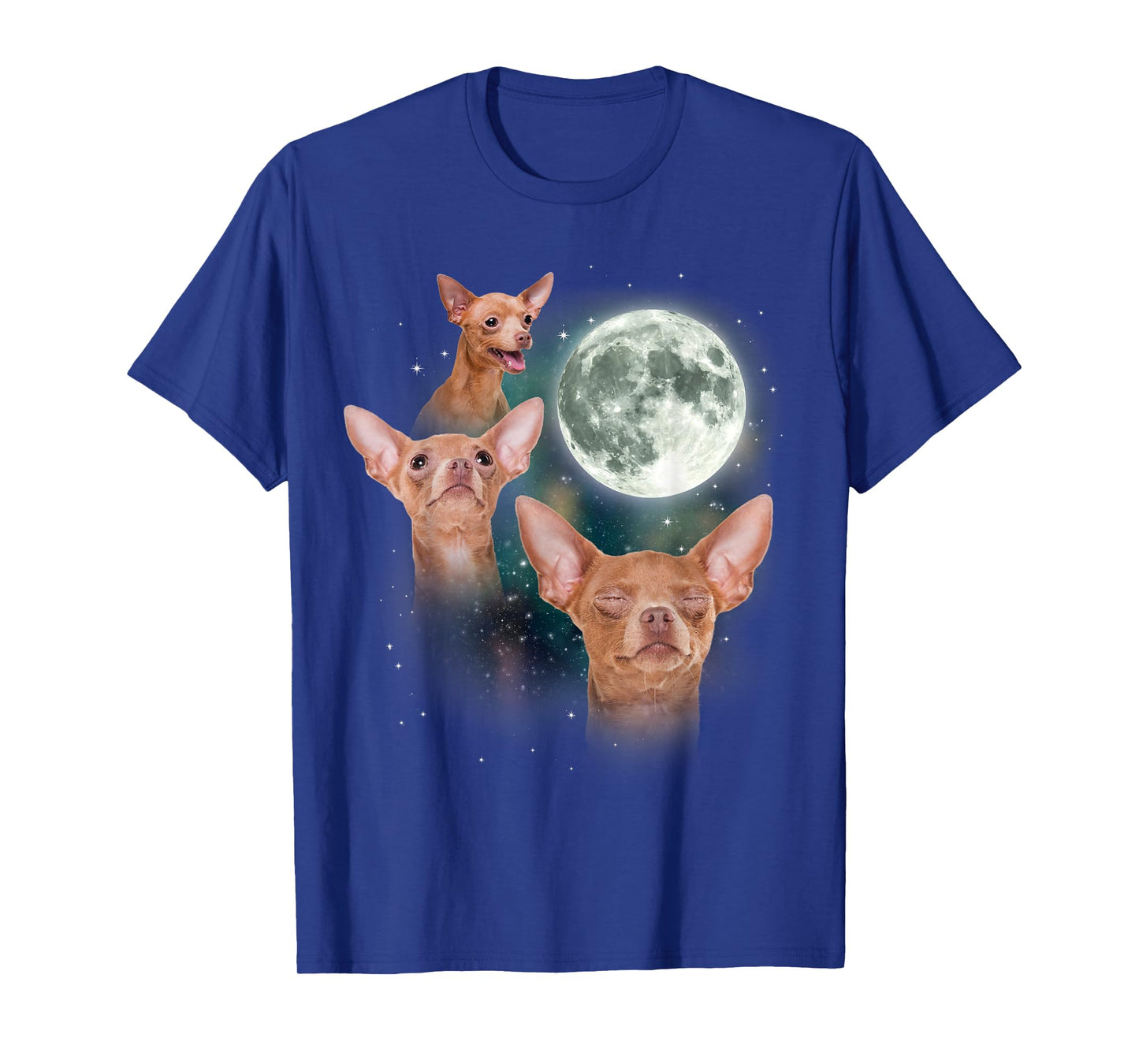 Three Chihuahua Moon 3 Dog Meme Funny Wolves Howling Parody T-Shirt