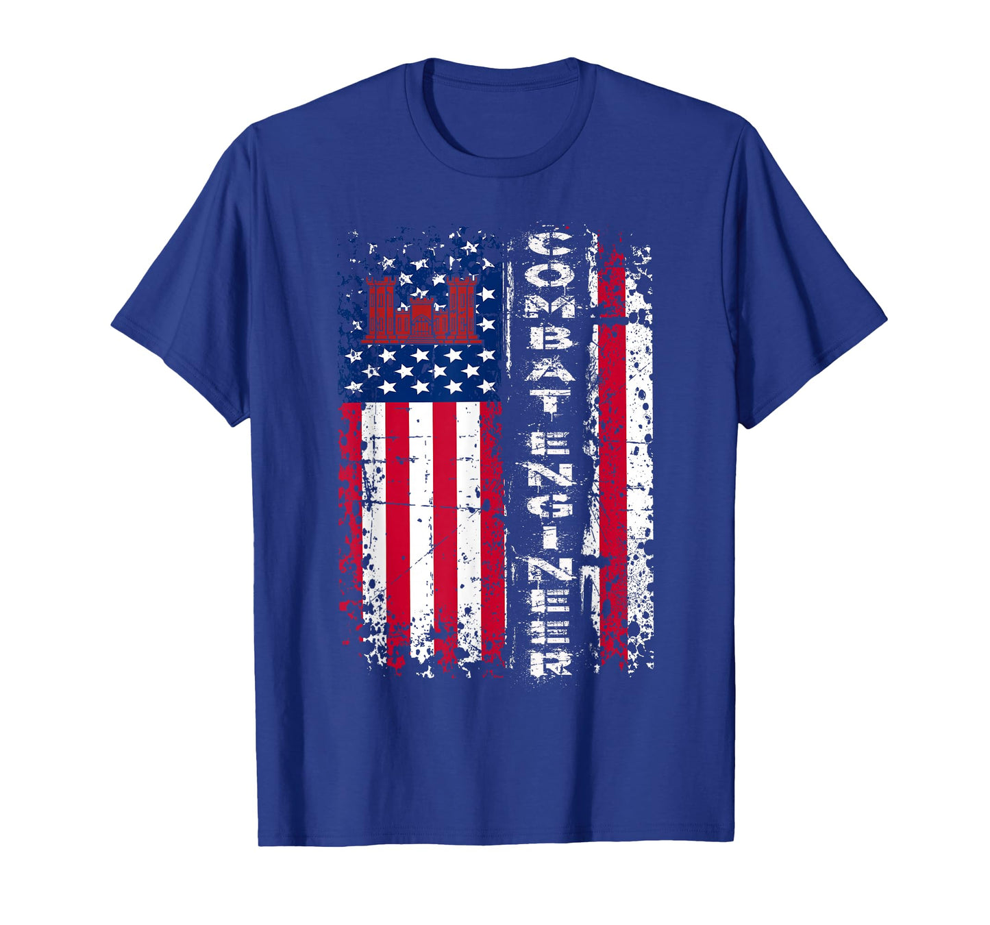 Combat Engineer Distressed American Flag - U.S. Military T-Shirt
