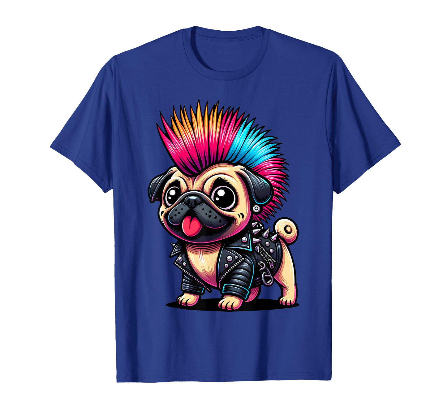 Funny Punk Pug, Rock'n Roll Goth Dog, Guitar Band Funny T-Shirt