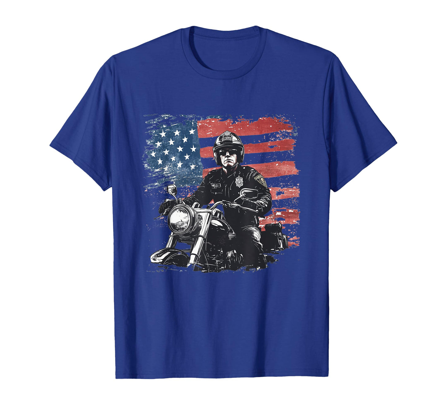 Patriotic Biker Cop. American Officer Motorcycle Police T-Shirt