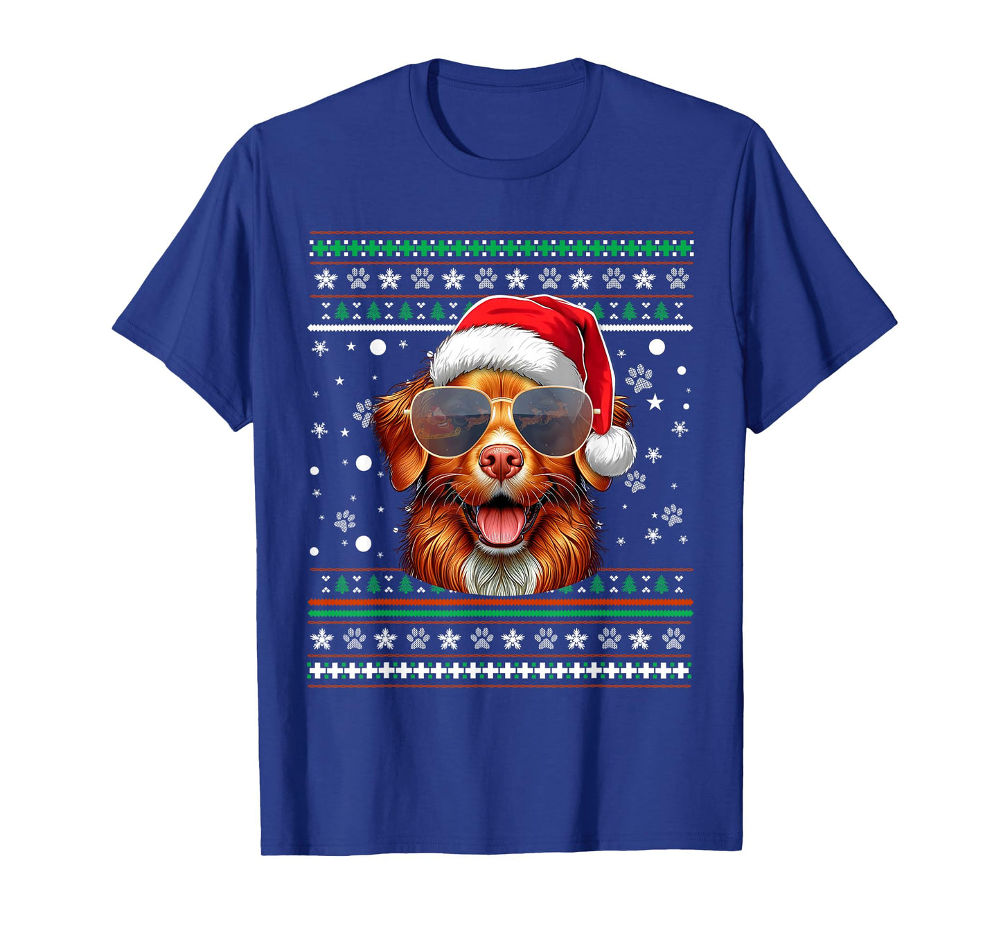 Ugly Sweater Santa Nova Scotia Duck Tolling Retriever Dog T-Shirt
