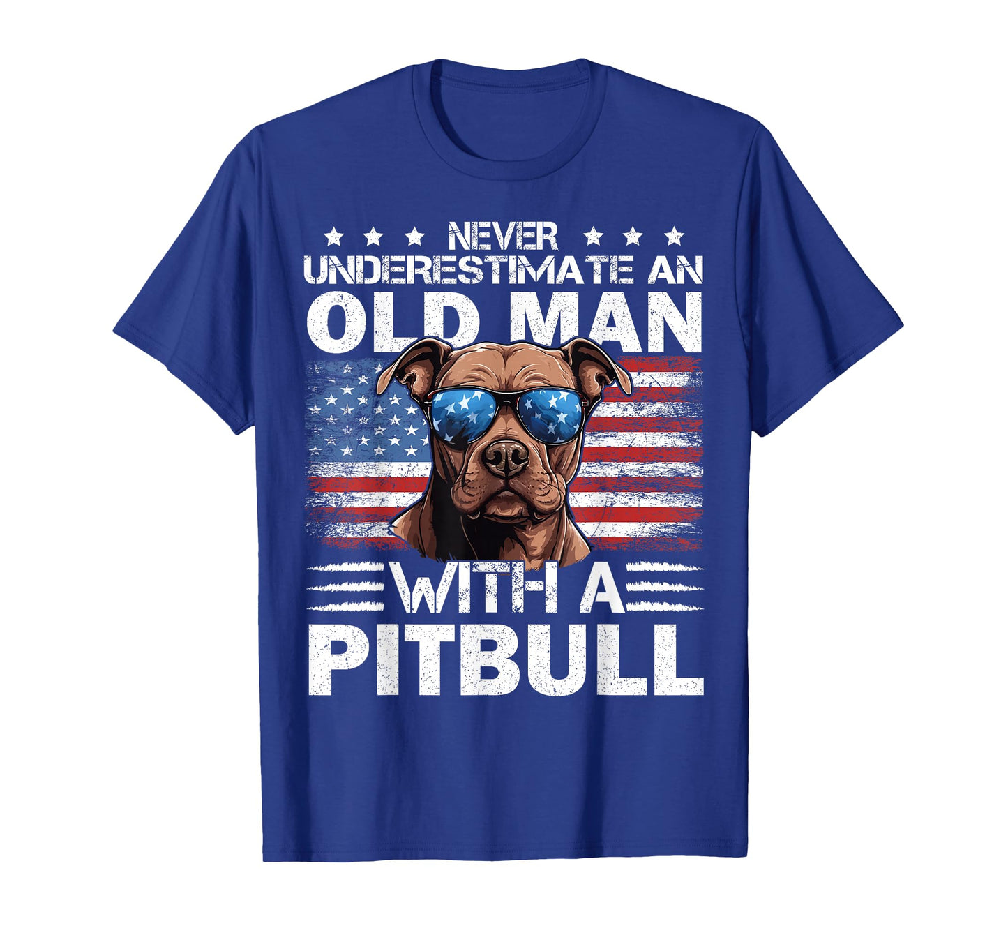 Pitbull Pittie Dog Breed Never Underestimate an Old Man T-Shirt