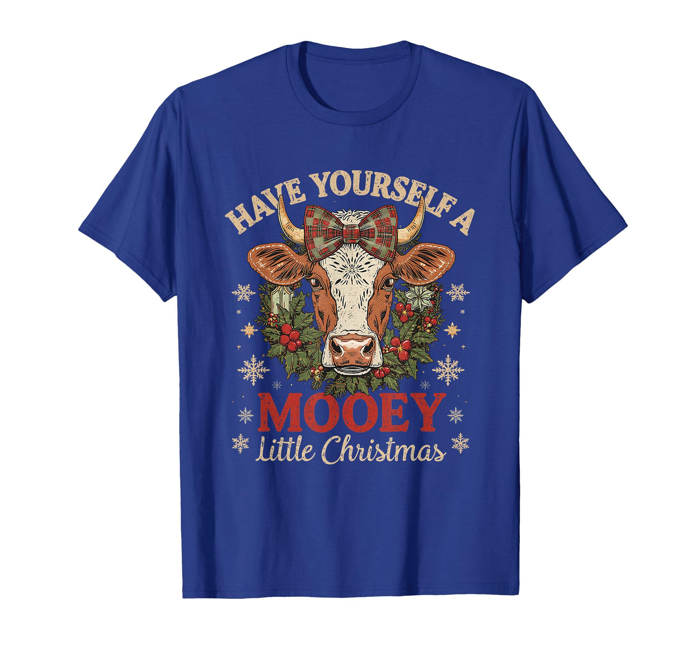 Mooey Little Christmas Cow Holiday Farm Design T-Shirt