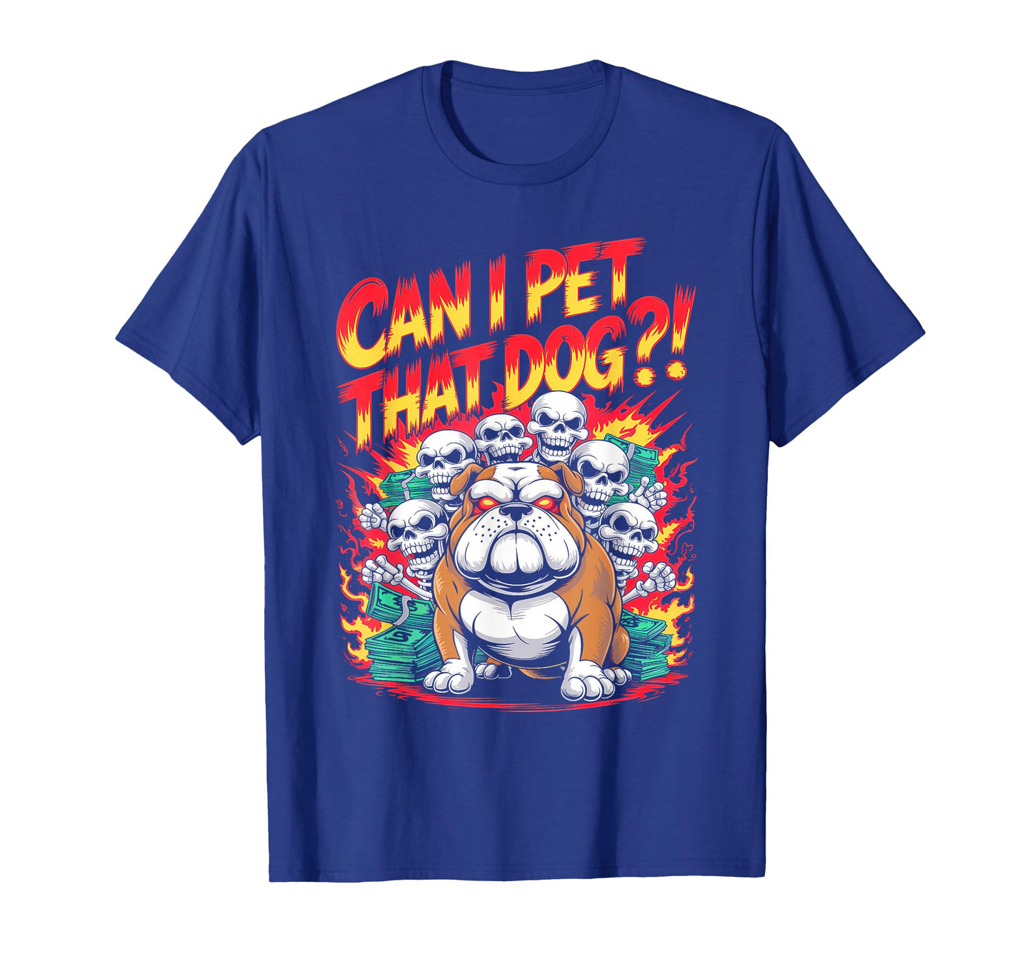 Can I Pet That Dog?! Cute Skeleton Halloween Bulldog Bootleg T-Shirt