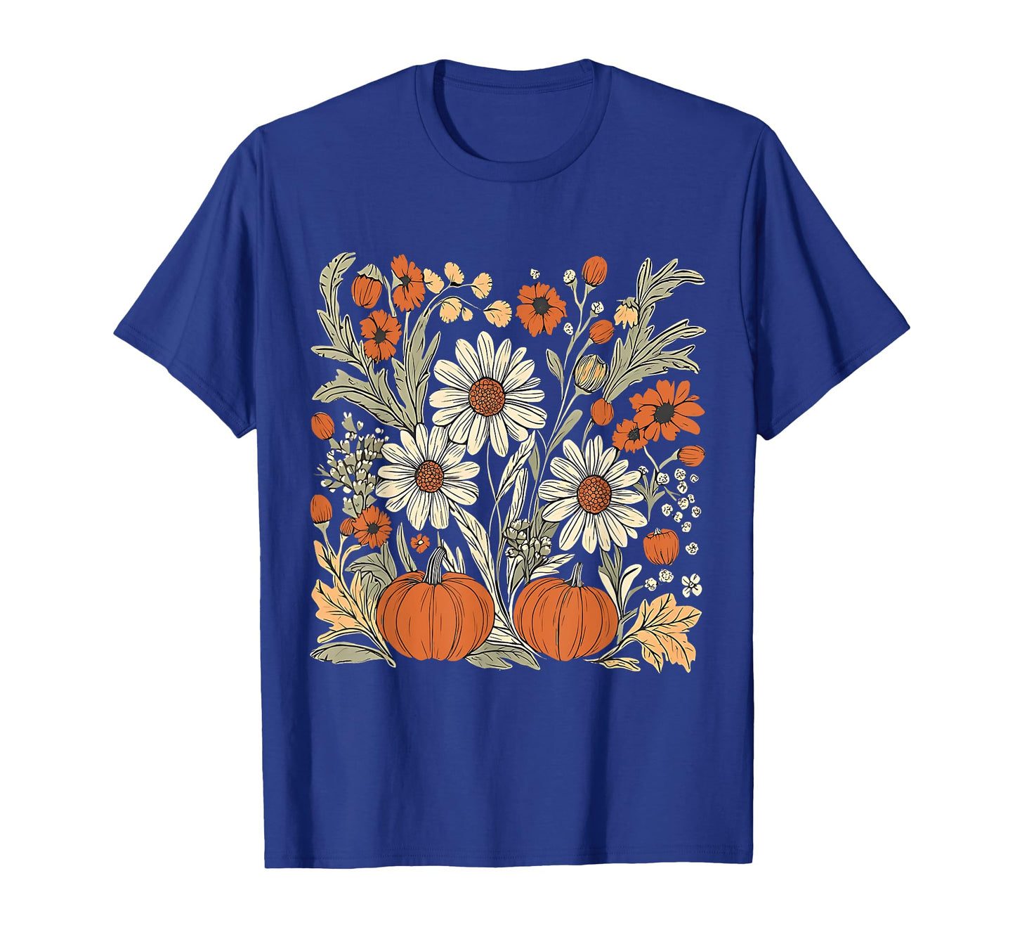 Pumpkin Season Boho Vintage Floral Thanksgiving Fall Vibes T-Shirt