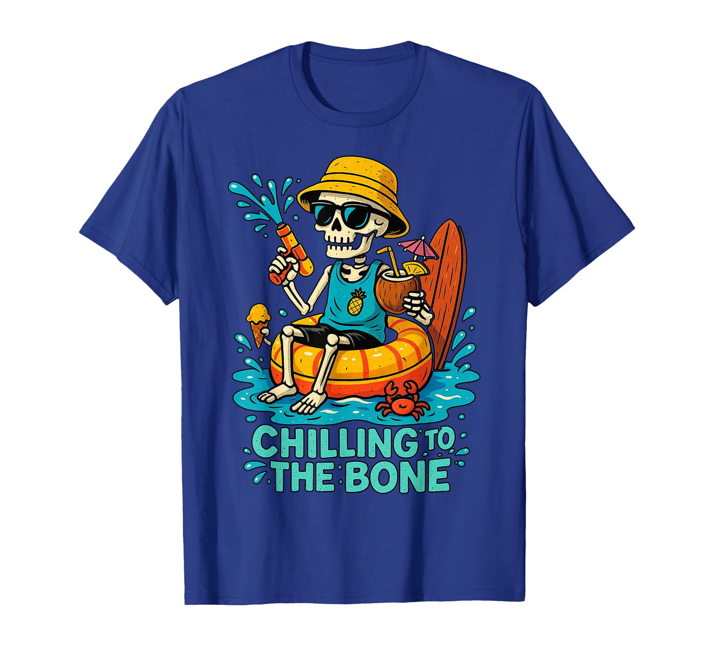 Halloween Summer Chilling to the Bone Skeleton Float Costume T-Shirt