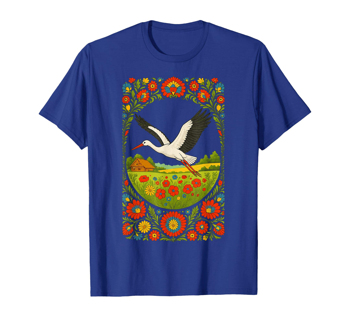 Polish Stork Folk Art Polska Countryside Design T-Shirt