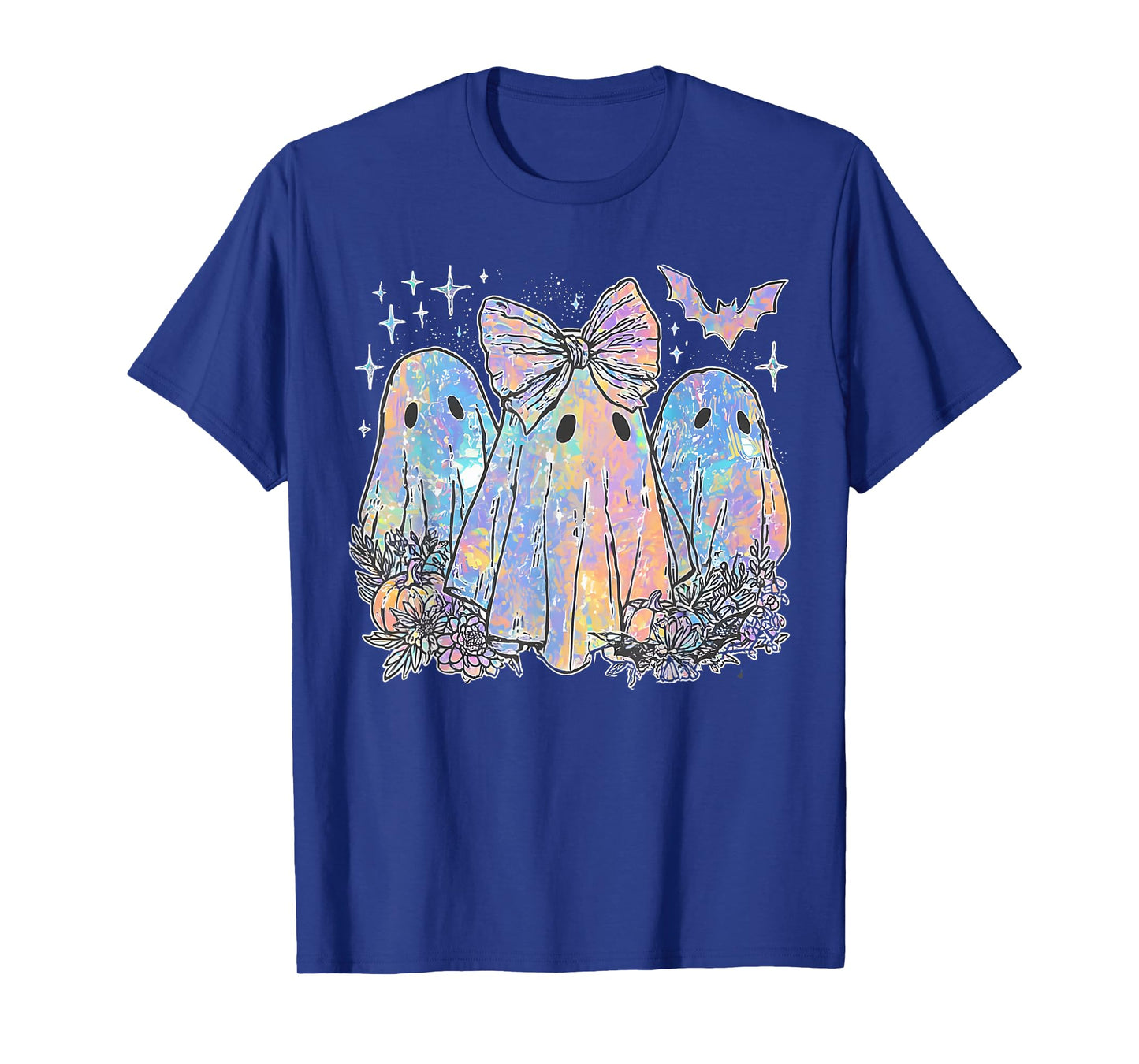 Vintage Ghost Bow Candy Halloween Spooky Season Womens Girls T-Shirt