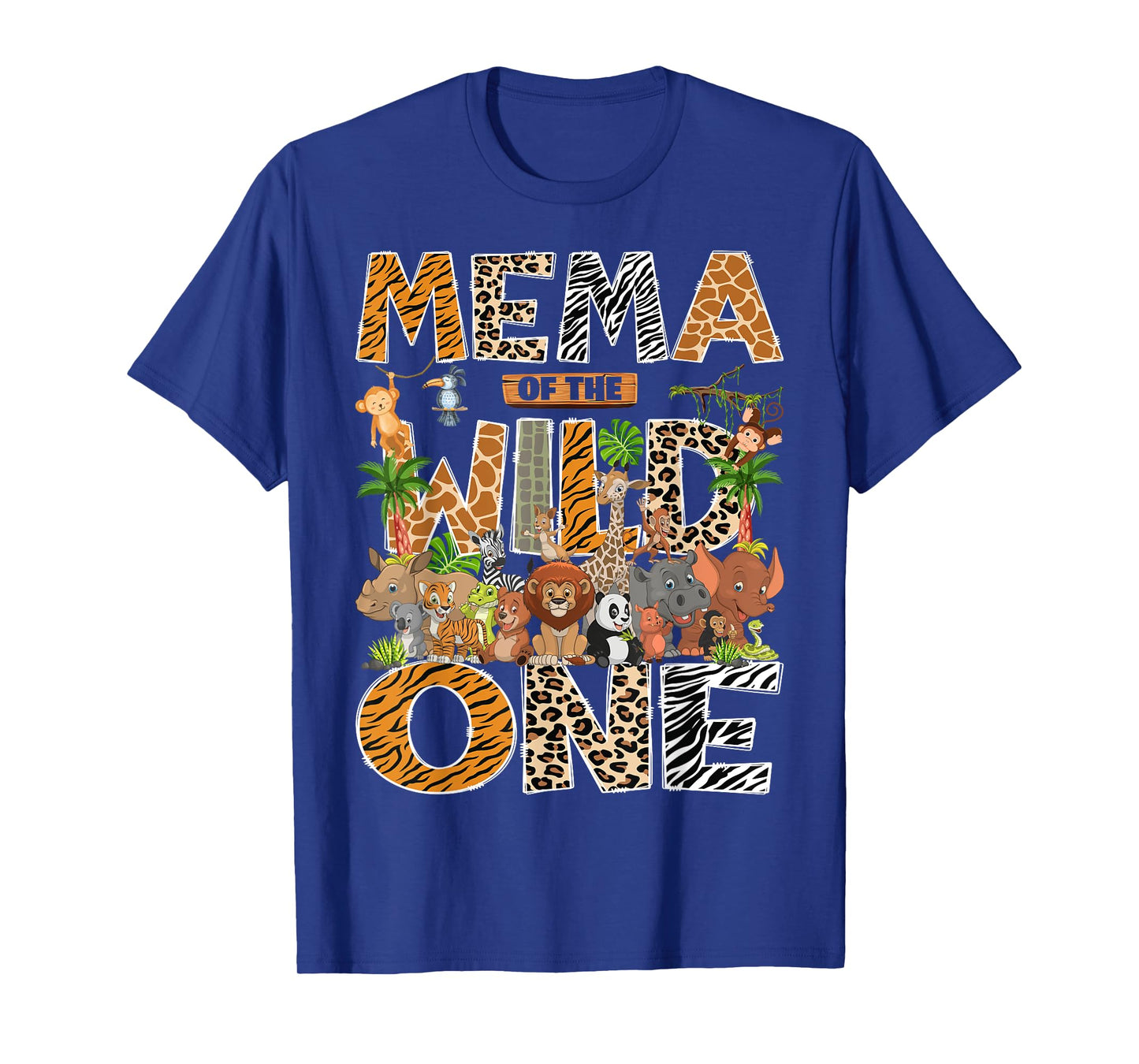 Mema Of The Wild One Safari Zoo Animal 1St Birthday T-Shirt