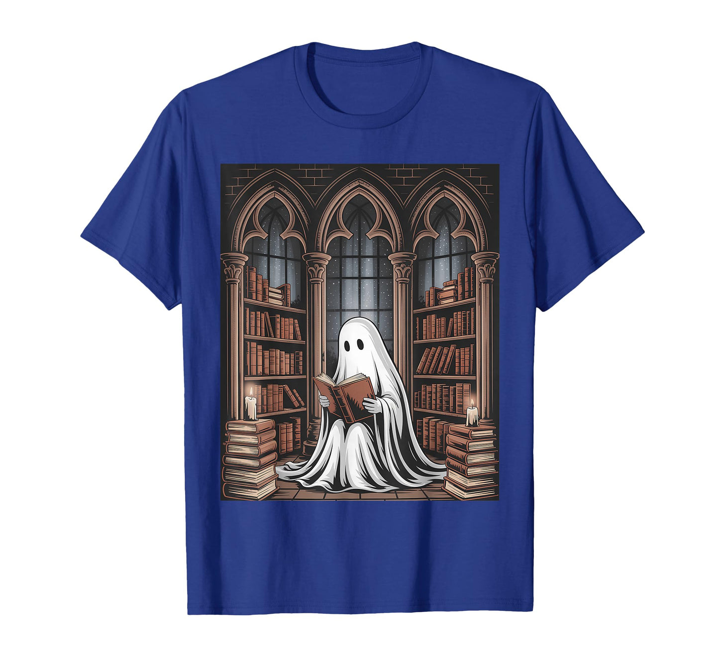 Halloween Librarian Ghost Reading Books Lovers Library T-Shirt