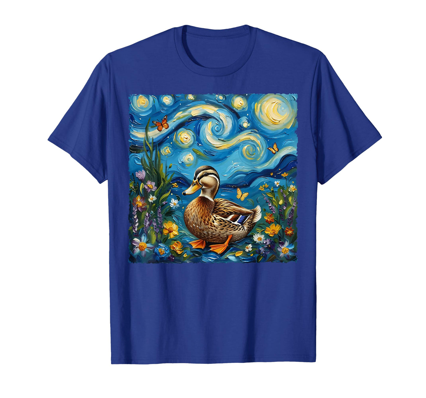 Van Gogh's Starry Night Style Earth Day Duck Wildlife Art T-Shirt