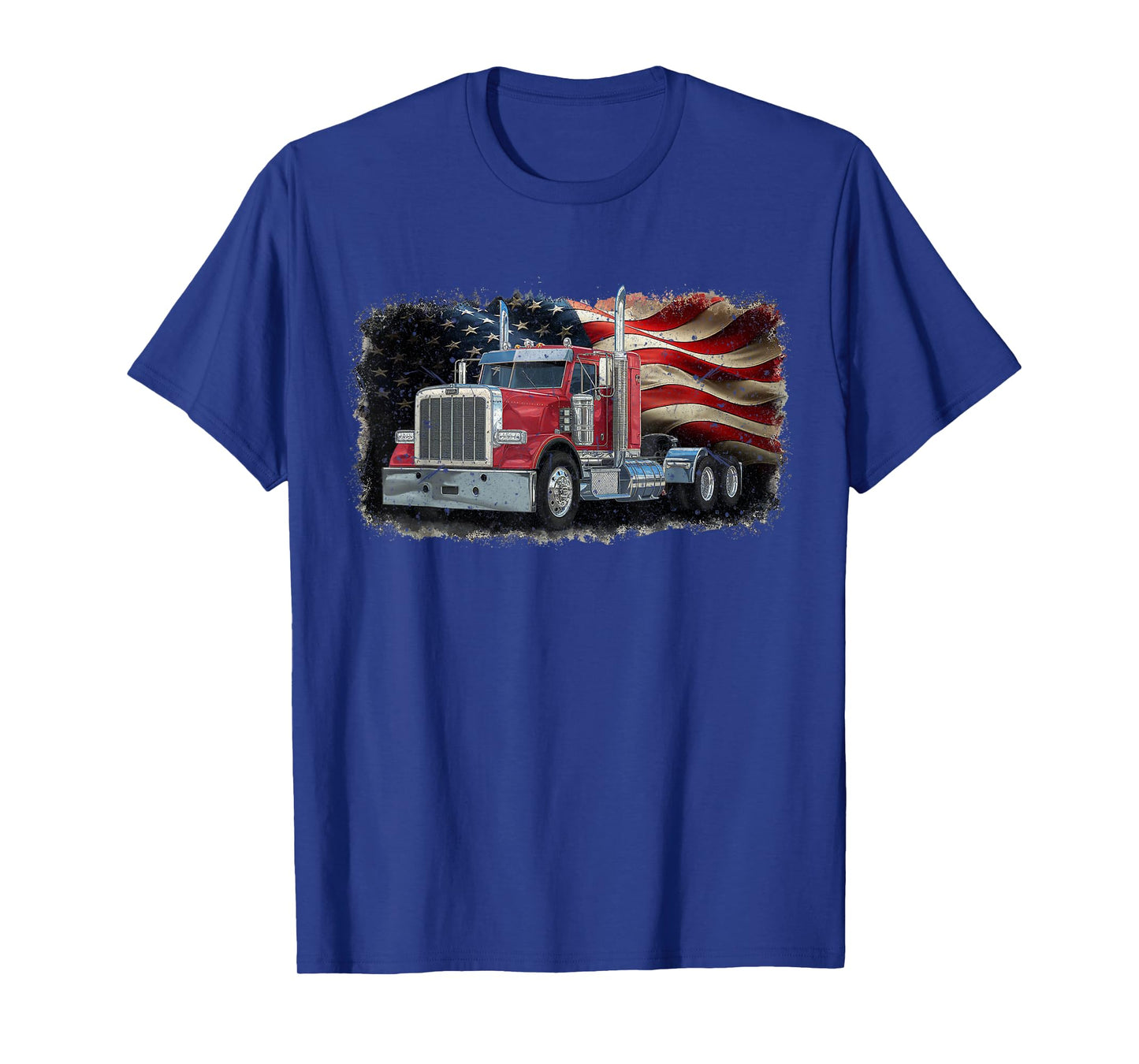 Driver Trucker US Flag Semi Truck Patriotic 4th Of July man T-Shirt