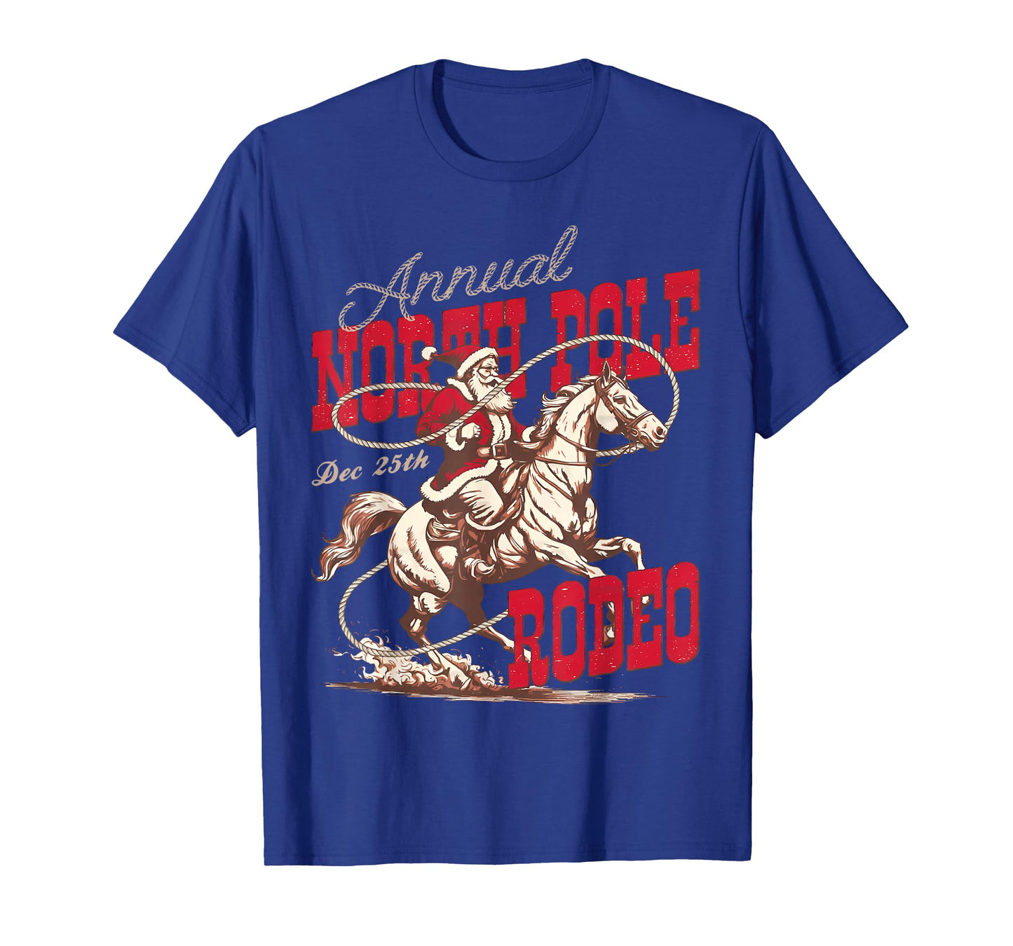 Vintage North Pole Rodeo Cowboy Santa Country Christmas T-Shirt