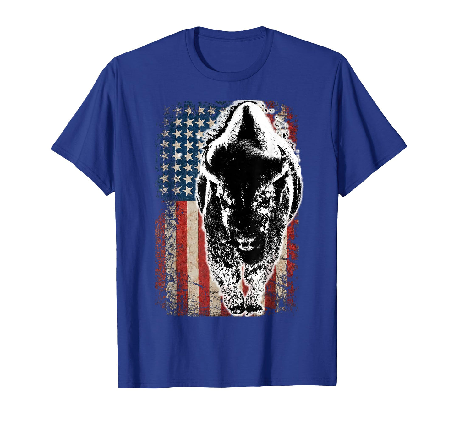 Vintage Buffalo American Flag Bison Patriotic Gift T-Shirt