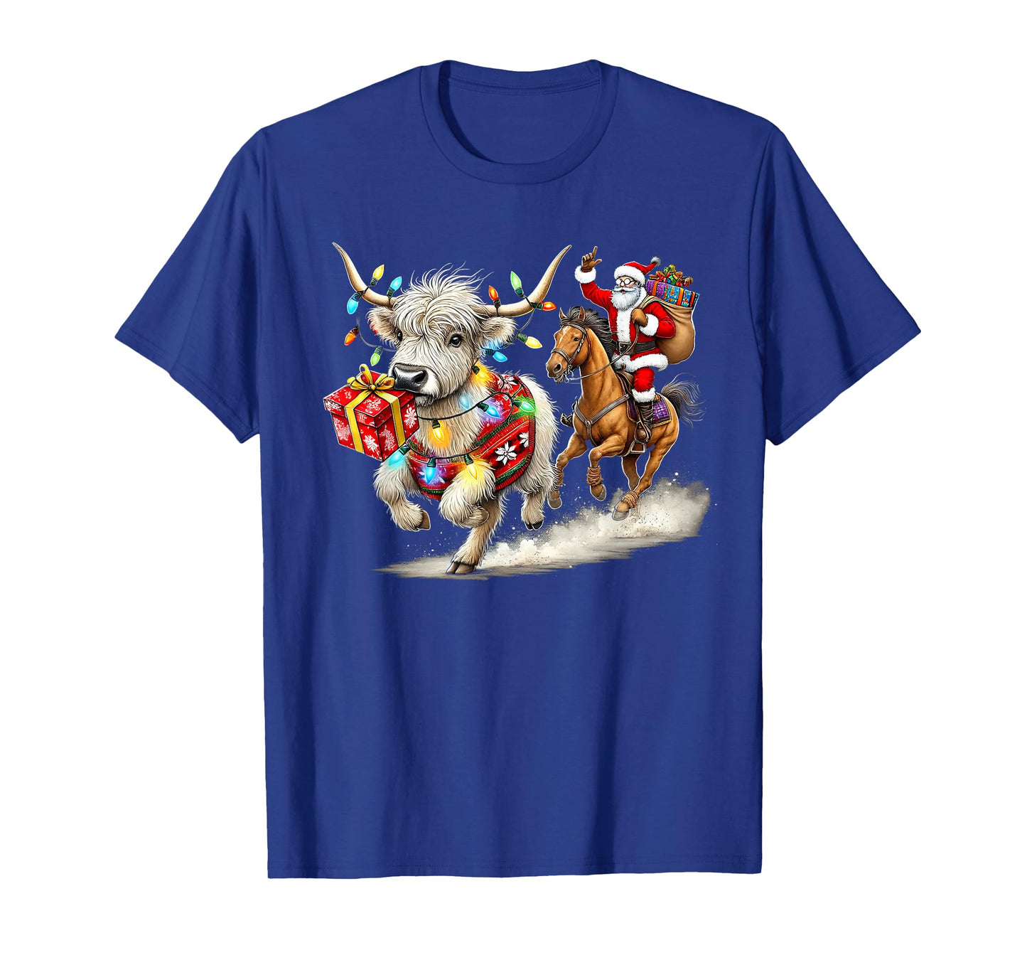Christmas Western Cowboy Santa Bulldogging Xmas Holiday T-Shirt