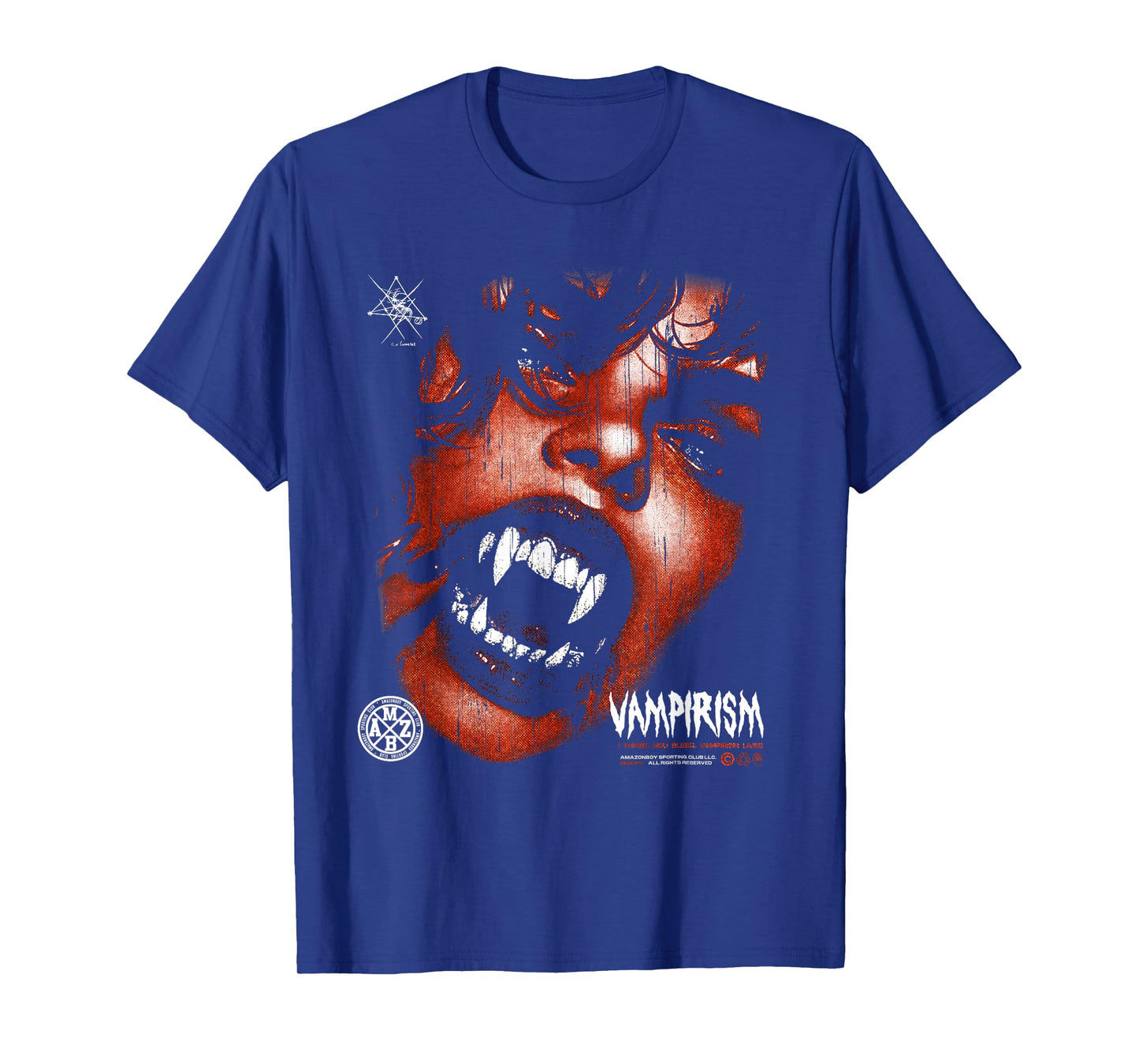 Dark Gothic Black and Red Vampire Emo Y2K Grunge Streetwear T-Shirt